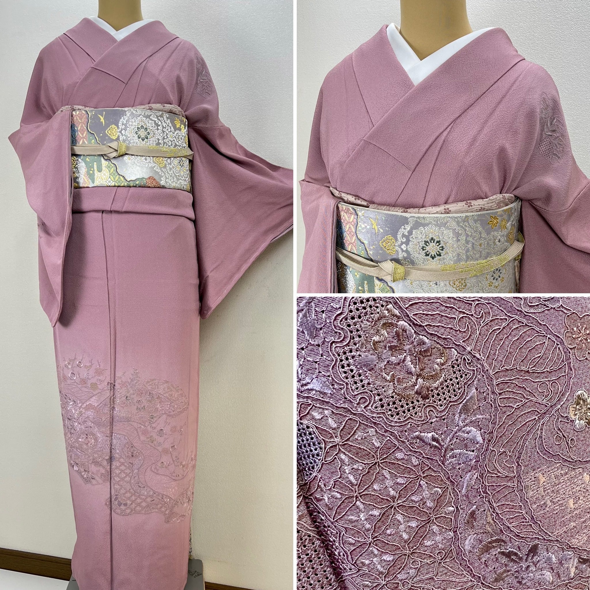 未使用品【スワトウ刺繍】総刺繍 訪問着 正絹 袷 しつけ付s468 | 着物