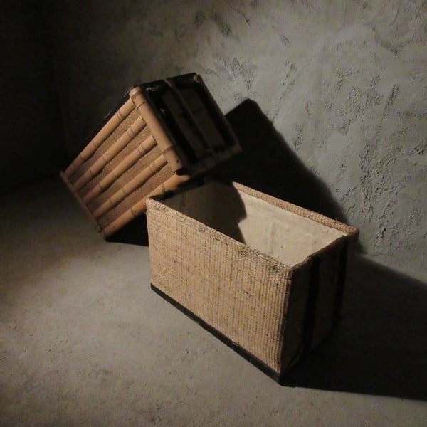 8171ka 古い味わいのある葛籠 ツヅラ つづら 行李 こうり 道具入れ 竹