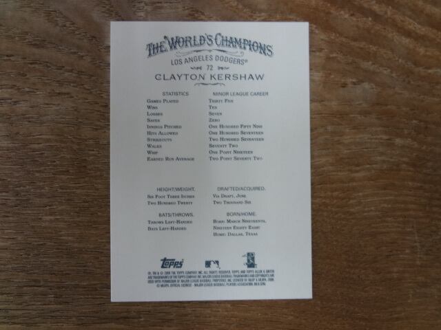 クレイトン・カーショウ RC 2008 TOPPS ALLEN & GINTER | スポーツ