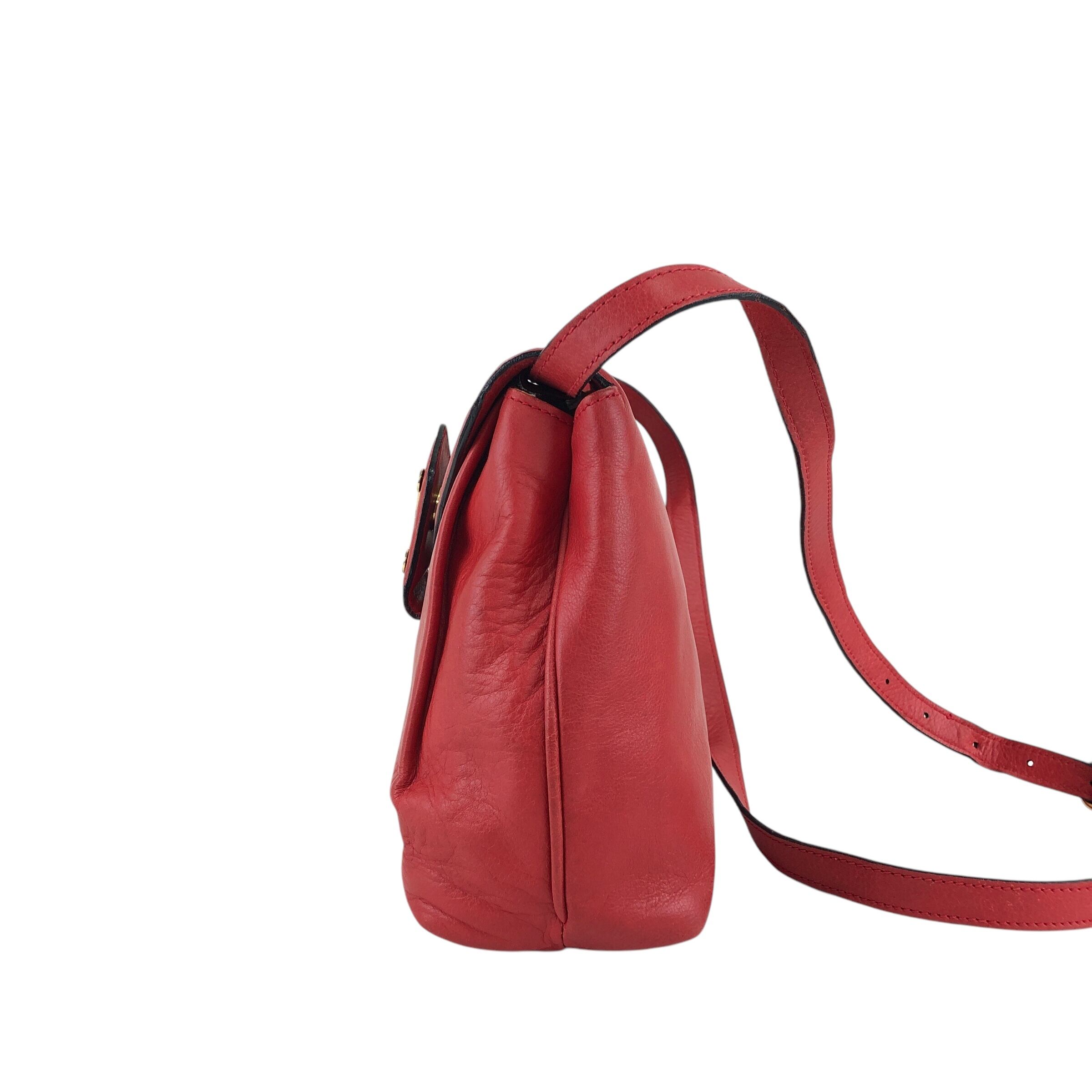 CELINE セリーヌ ショルダーバッグ レッド ブラゾン レザー vintage