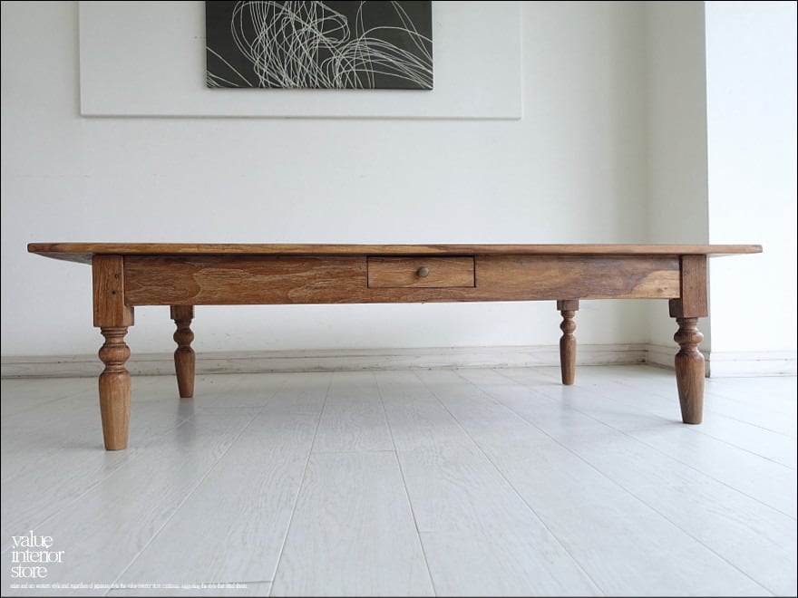 チーク無垢材 ヴィンテージローテーブルAncien 座卓 リビングテーブル