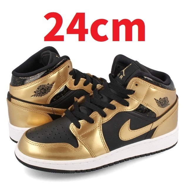 エアジョーダン1 MID SE GS 黒 金 白 24cm 箱付き | ナトクロ