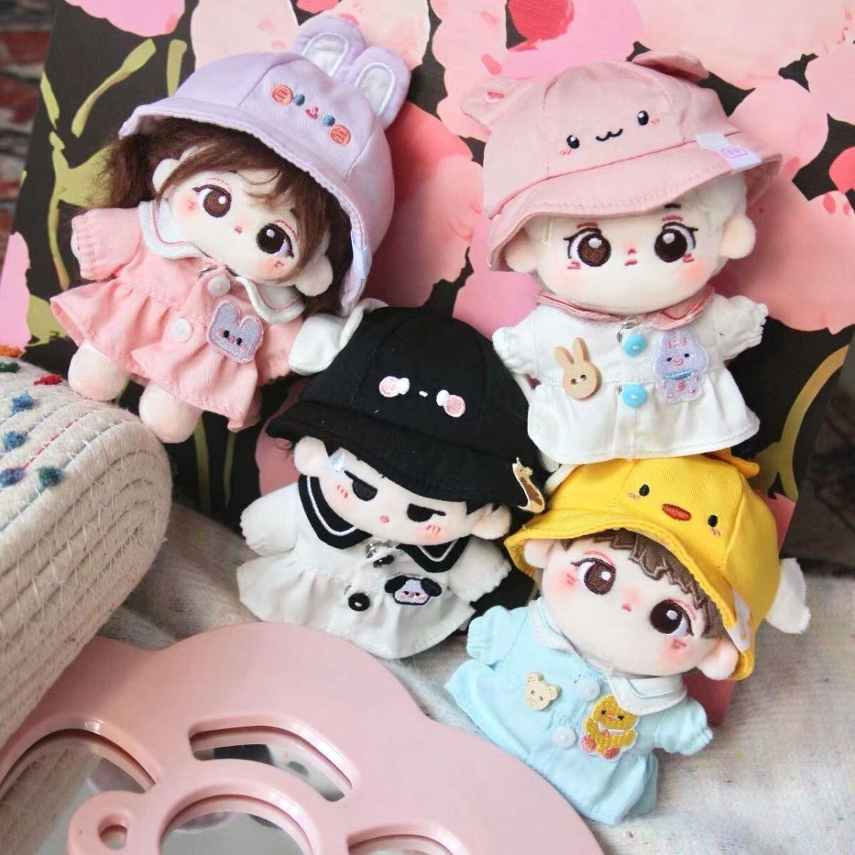 2セット 10cm 着せ替えぬいぐるみ用服 アヒル うさぎ 帽子コスチューム