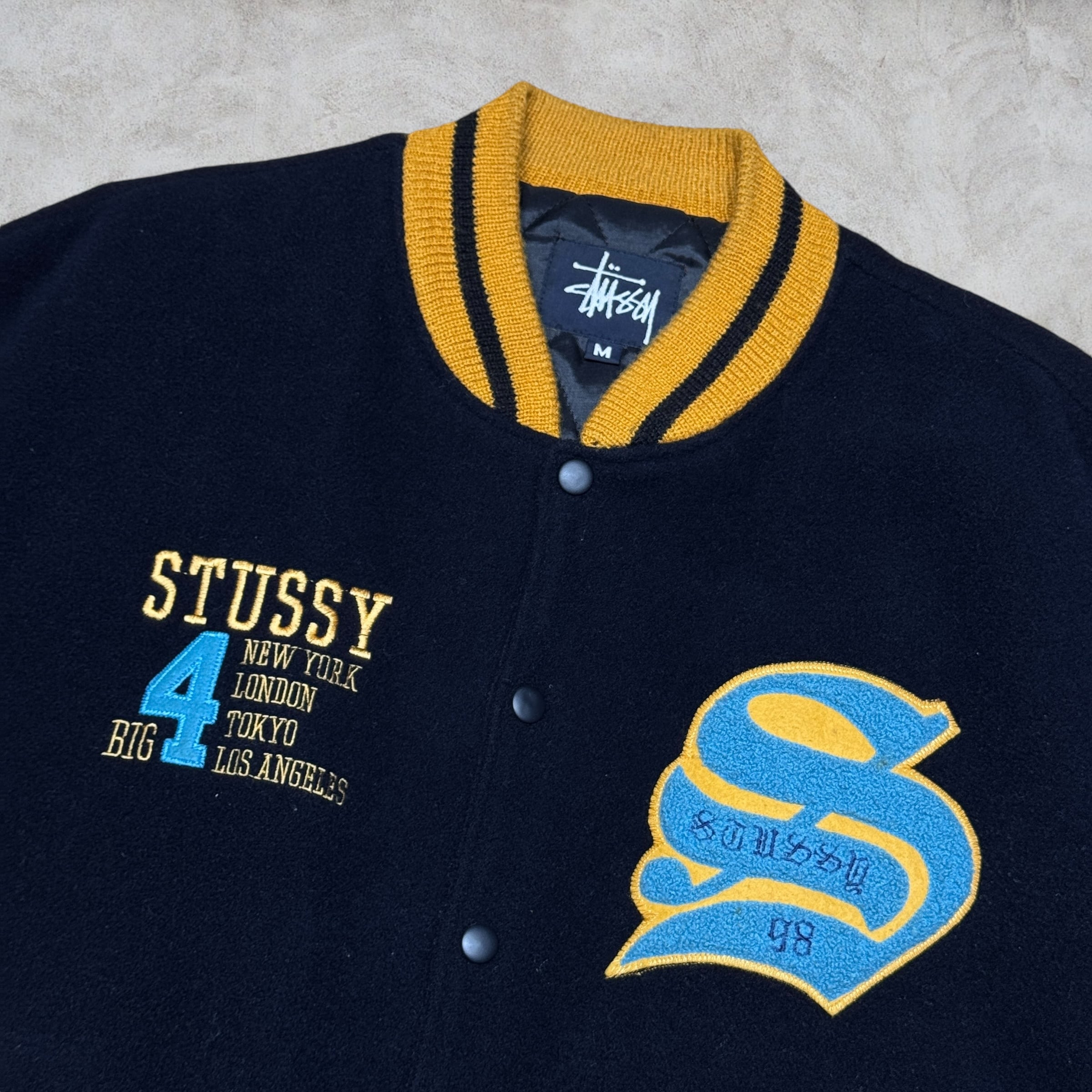 90's old stussy Varsity Jacket “BIG 4” “スタジャン” 【高円寺本店