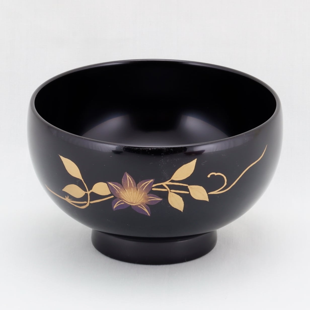 8-2 輪島塗 汁椀／鉄線蒔絵／総黒塗 | 輪島塗 加藤漆器店 公式