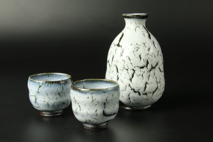 e1193 現川焼 刷毛目徳利 初期現川焼 花入 古道具・現川焼・現川刷毛目・白鷺蓋付湯呑 茶道具・古道具・古美術