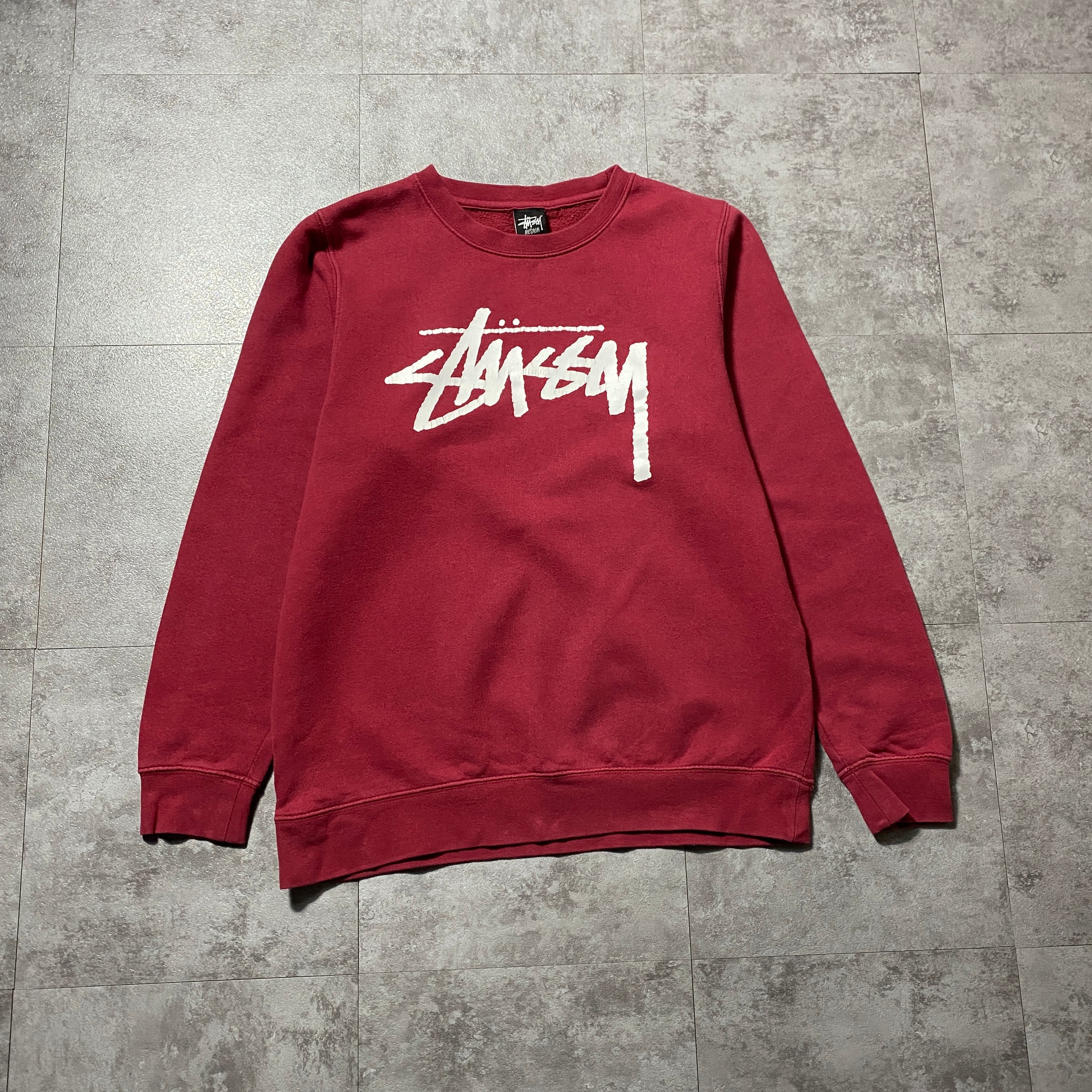 stussy ステューシー ストックロゴ プリント ワインレッド スウェット