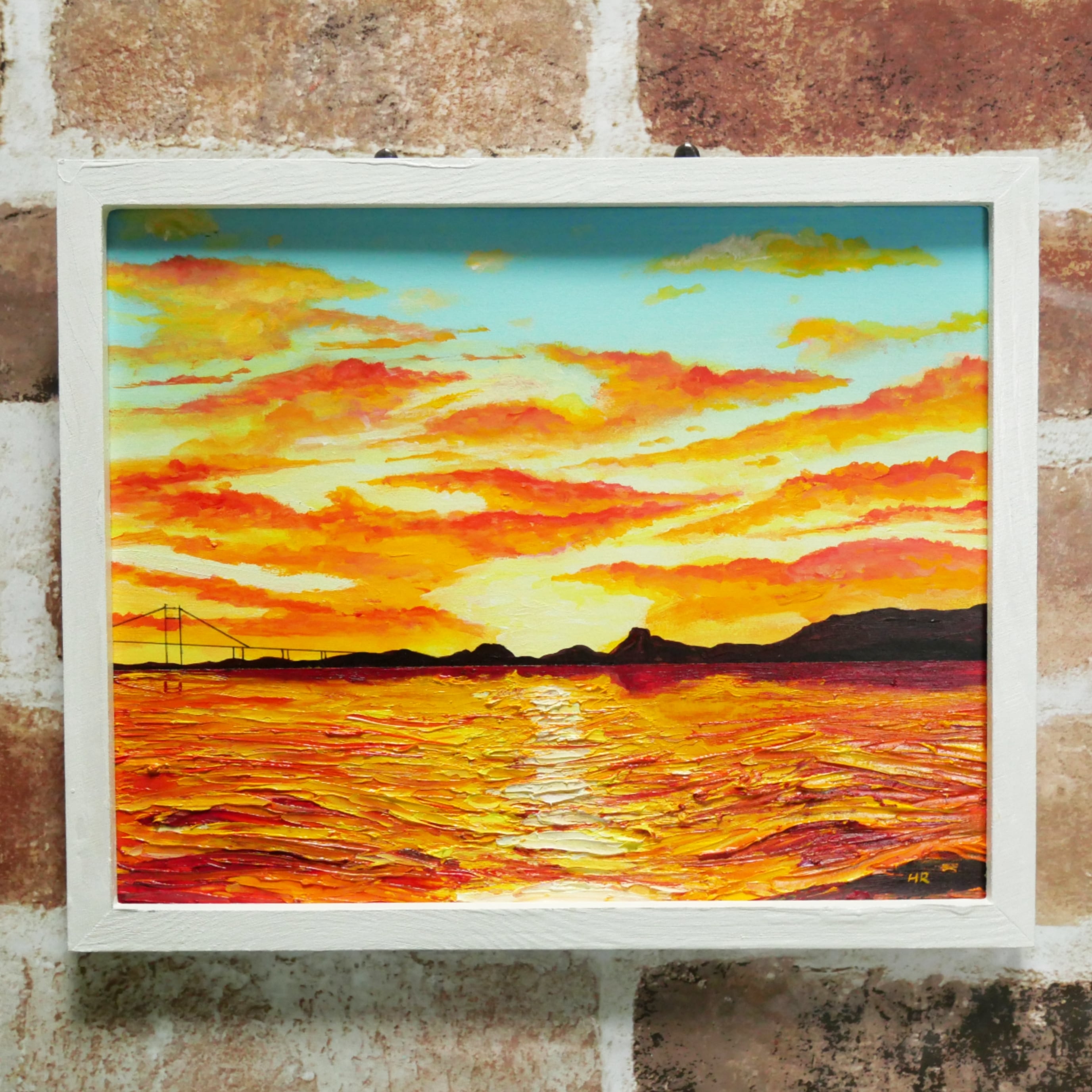 油絵 絵画 【朝焼け町】6切サイズ | HIROSHI1990