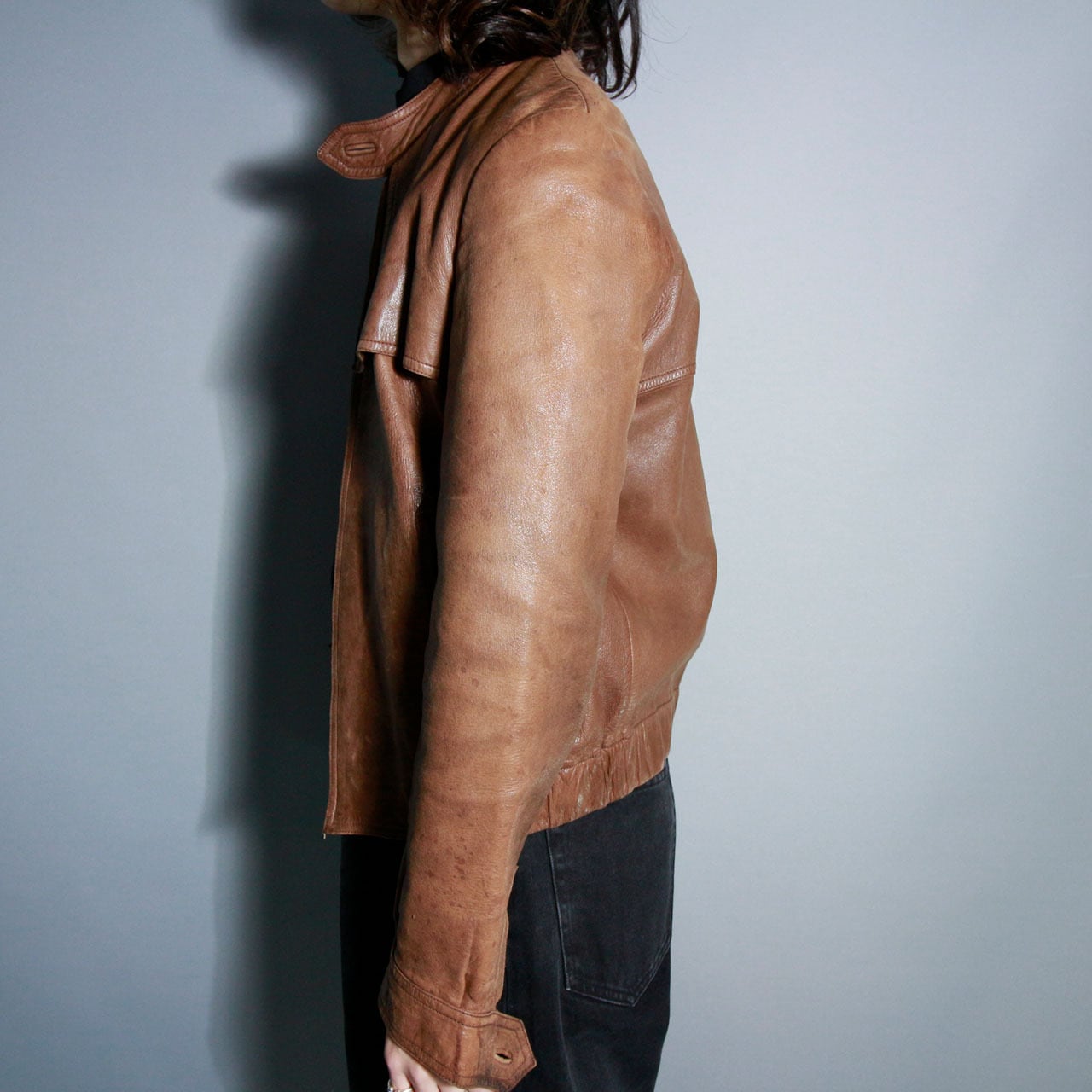 GUCCI】Vintage “50～70s”GGロゴレザーシングルライダースジャケット