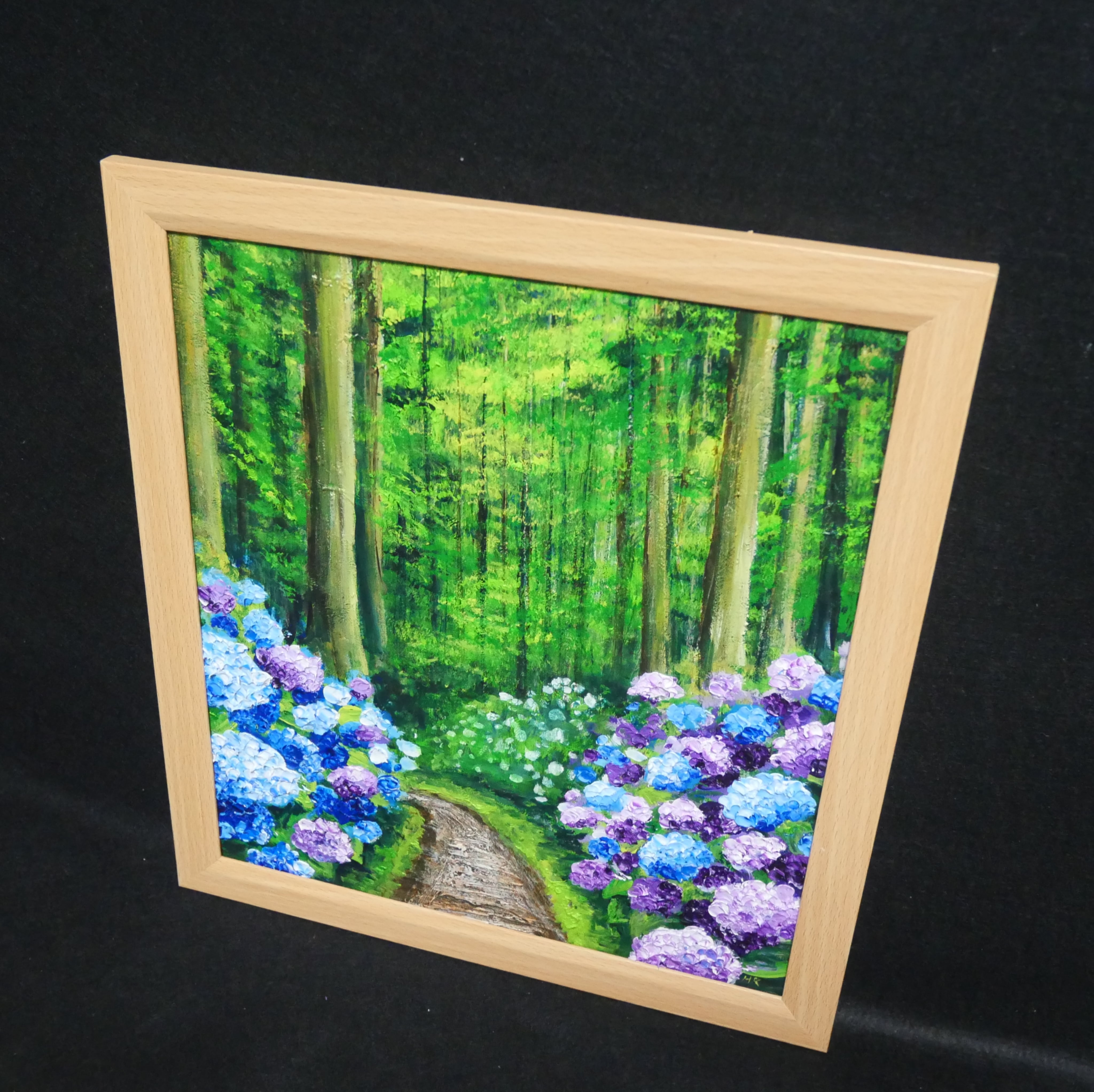 油絵 油彩 油彩画 絵 絵画【森の紫陽花の道】 | HIROSHI1990