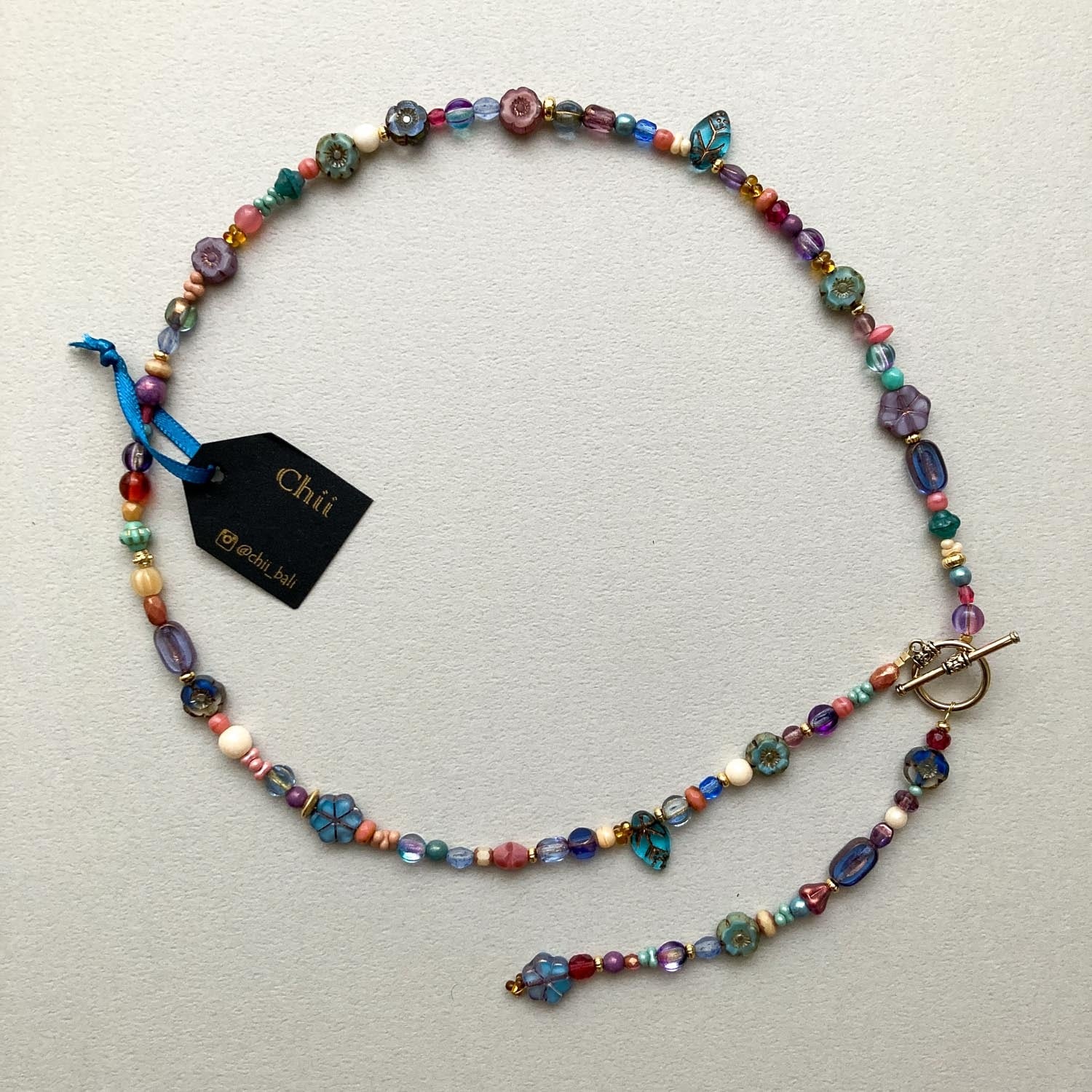 Chii チェコビーズパープルミックス 2wayネックレス | Dua