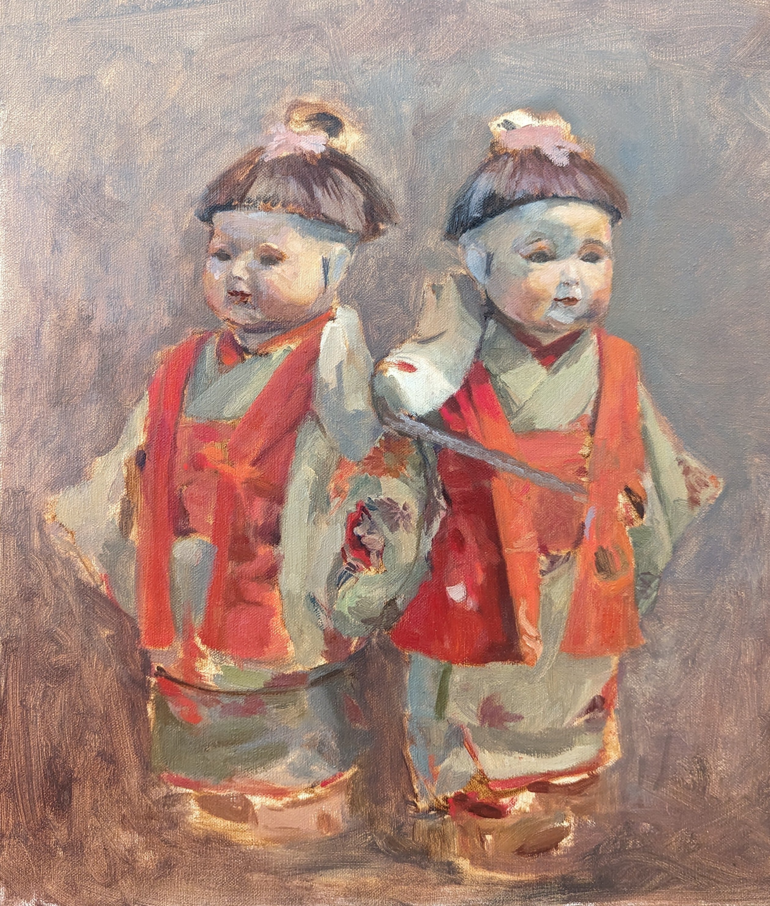 作者 micchan 油絵 F15号 原画 日本人形 作者 micchan 油絵 F15号 原画