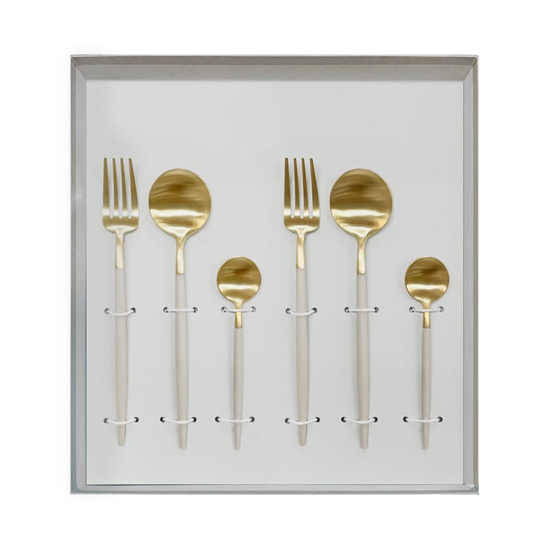 GOA デザート ティースプーン 6点BOXセット アイボリー×ゴールド