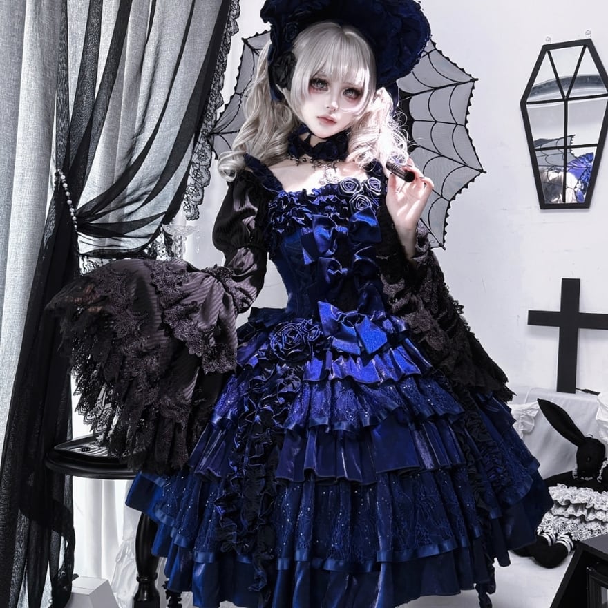 ゴシックロリィタ 姫袖シアーブラウス 永夜薔薇シリーズ 受注予約生産