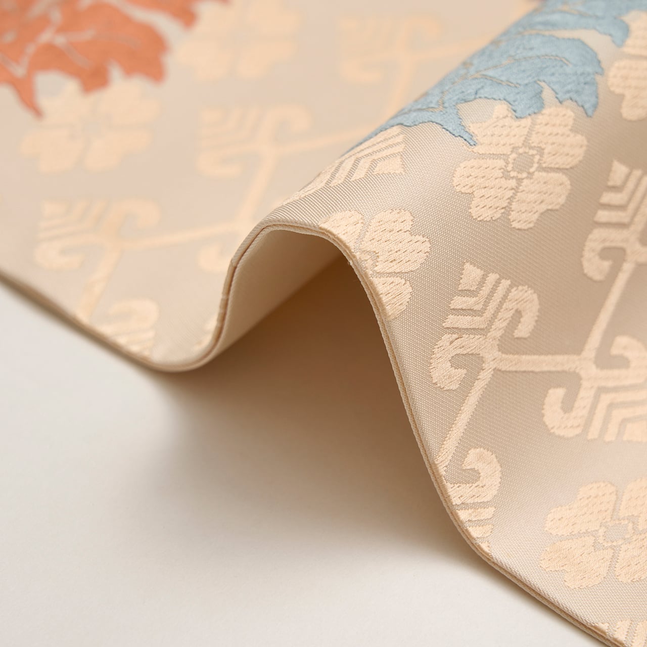 人間国宝 喜多川俵二 有職文様 二陪織開名古屋帯【中古】 | かわの屋