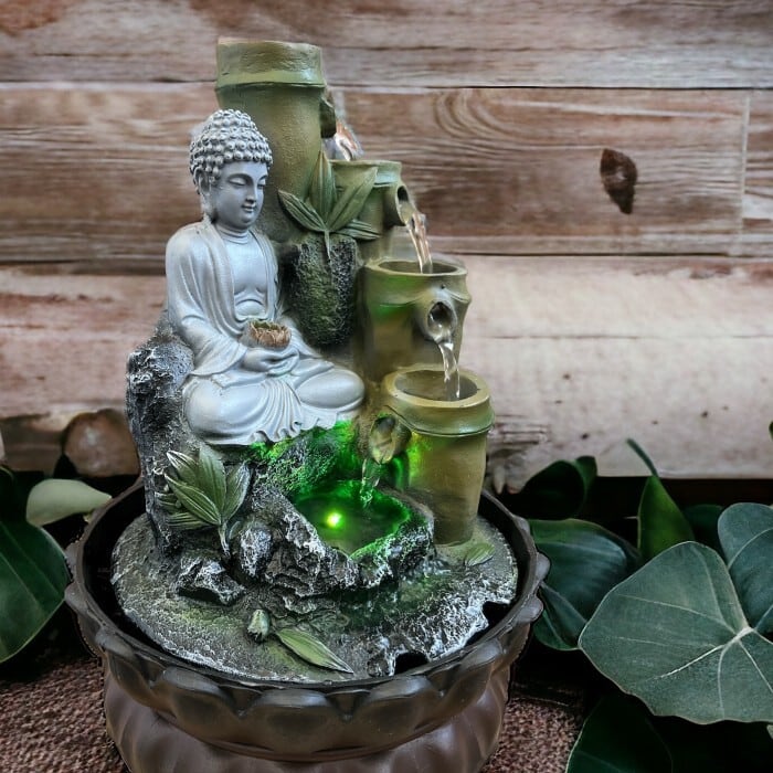 流水のオブジェ 縁起物 大仏 AT24006 仏様 座禅 座像 和風 日本庭園風
