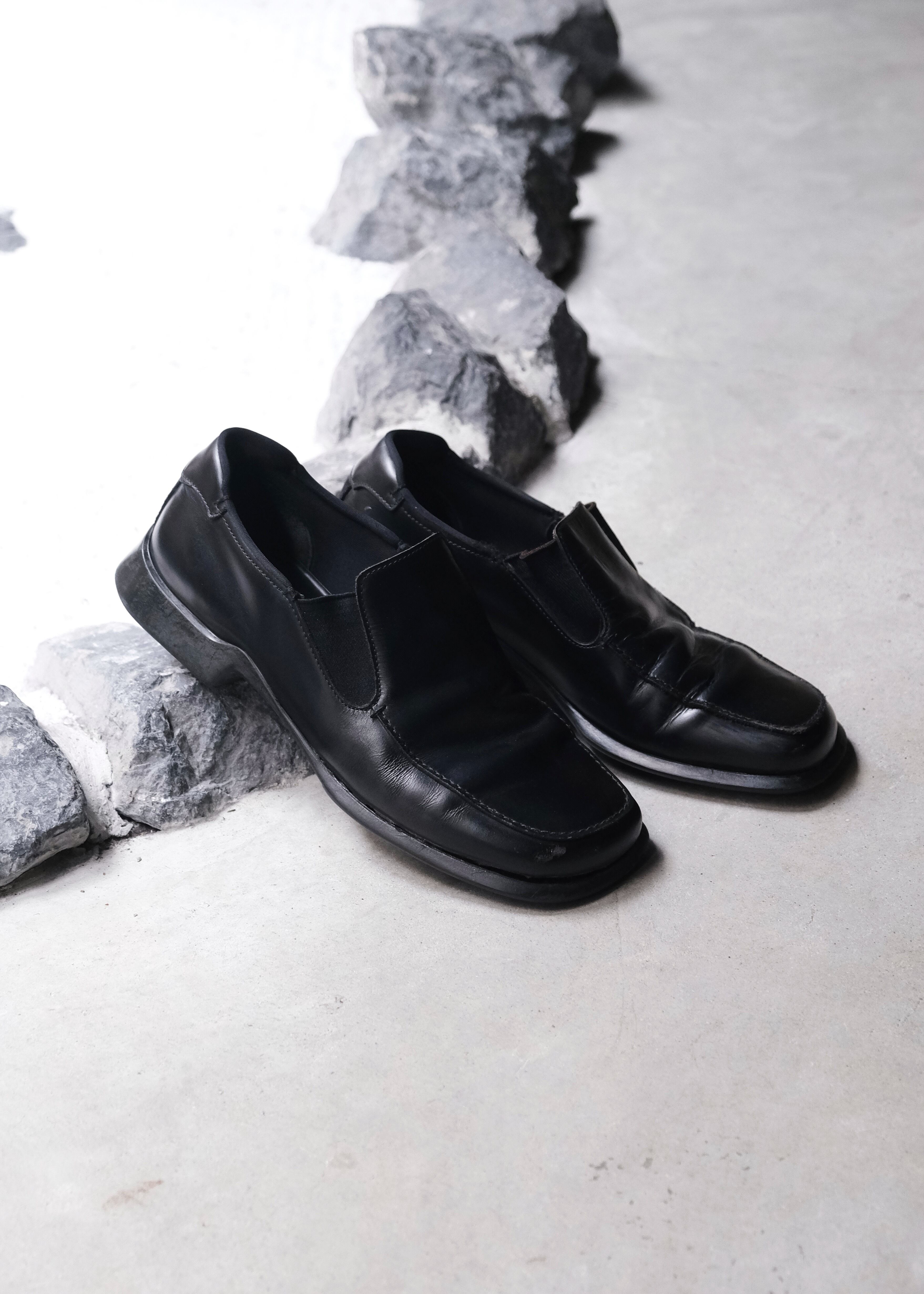 90s Archive PRADA square toe leather loafers prada archive square