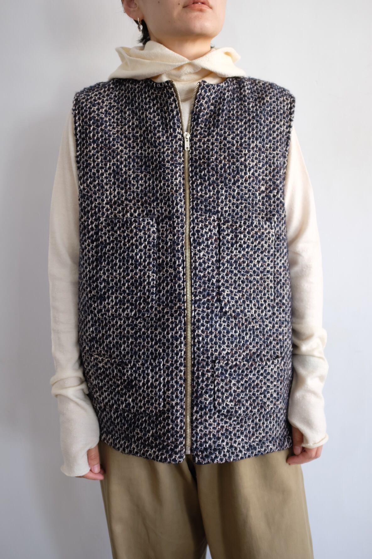 BISOWN]MIX TWEED×VELVETEEN ZIPUP VEST | YES-姫路の美容院と服のお店