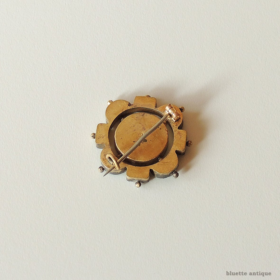 イタリアアンティーク マイクロモザイク 忘れな草 ブローチ【E