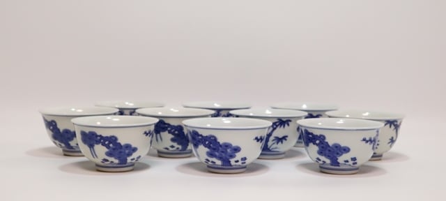 永楽善五郎造 染付写松竹梅汲出茶碗 10客 | 賢祥堂 うつわ店