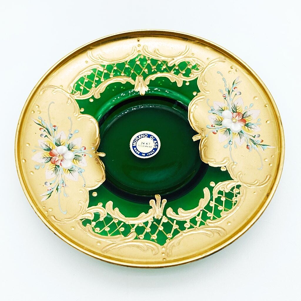 ベネチアングラス ムラノ イタリア カップ＆ソーサー グリーン