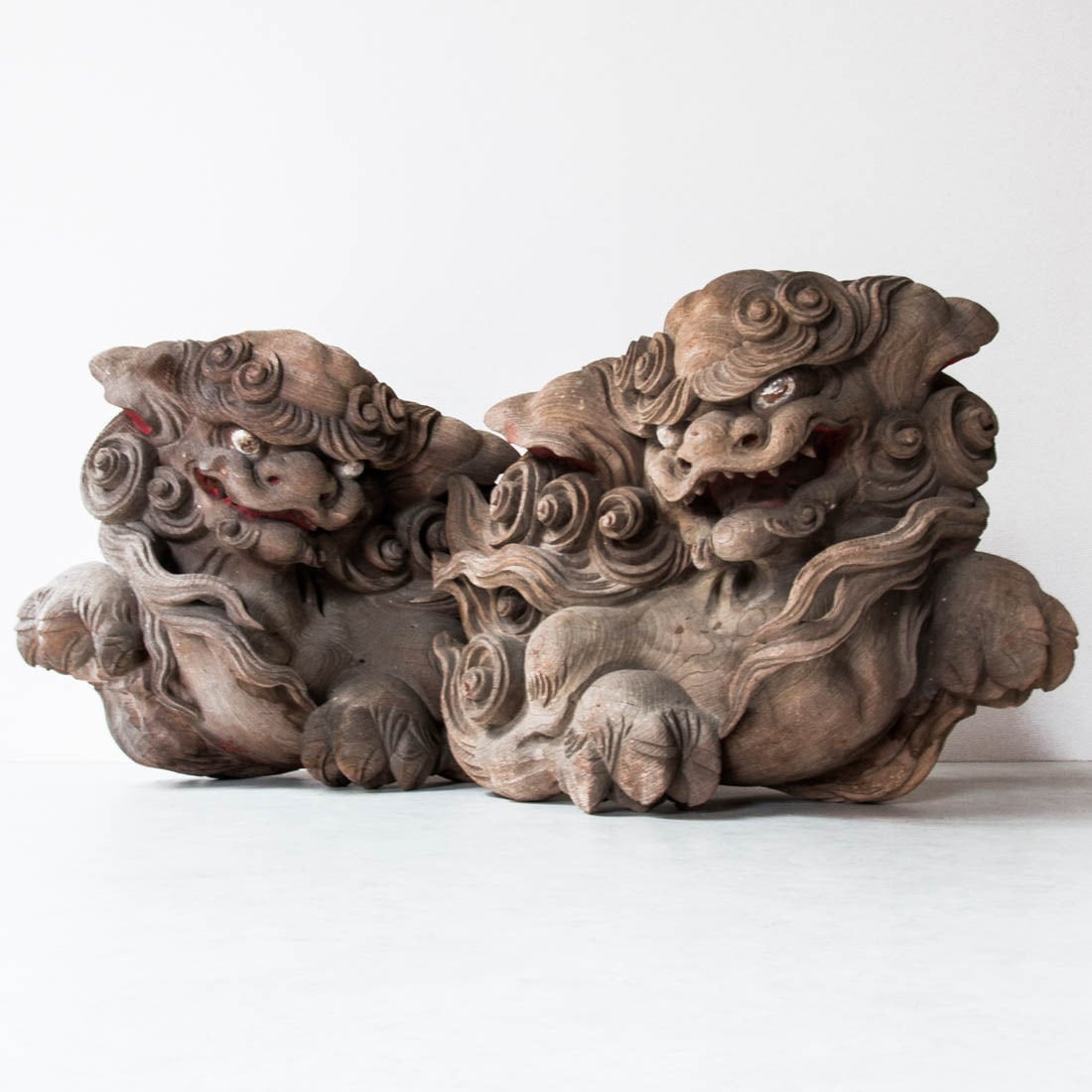 石川雲蝶 木彫 獅子木鼻 阿吽 一対 仏教美術 彫刻 神社仏閣 古美術