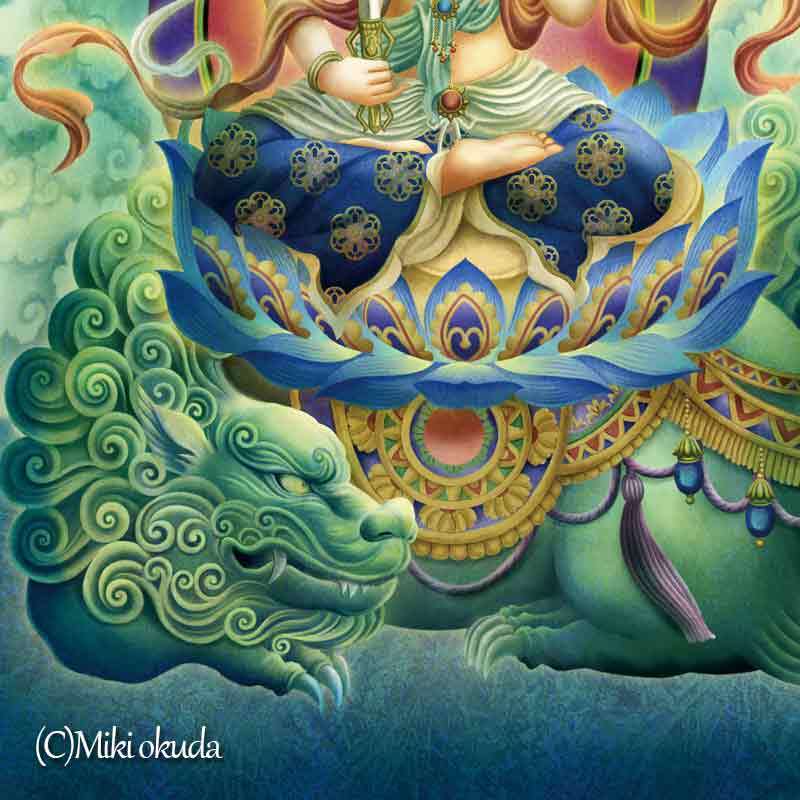 文殊菩薩】SSサイズ（210㎜×285㎜）開運仏画・ジクレー版画│日本の