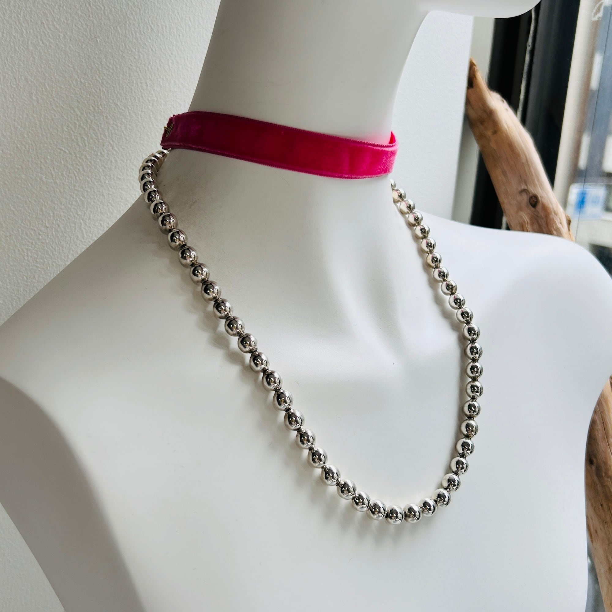 Mexico シルバー 8mm ボールビーズネックレス（58.5cm） | Milo