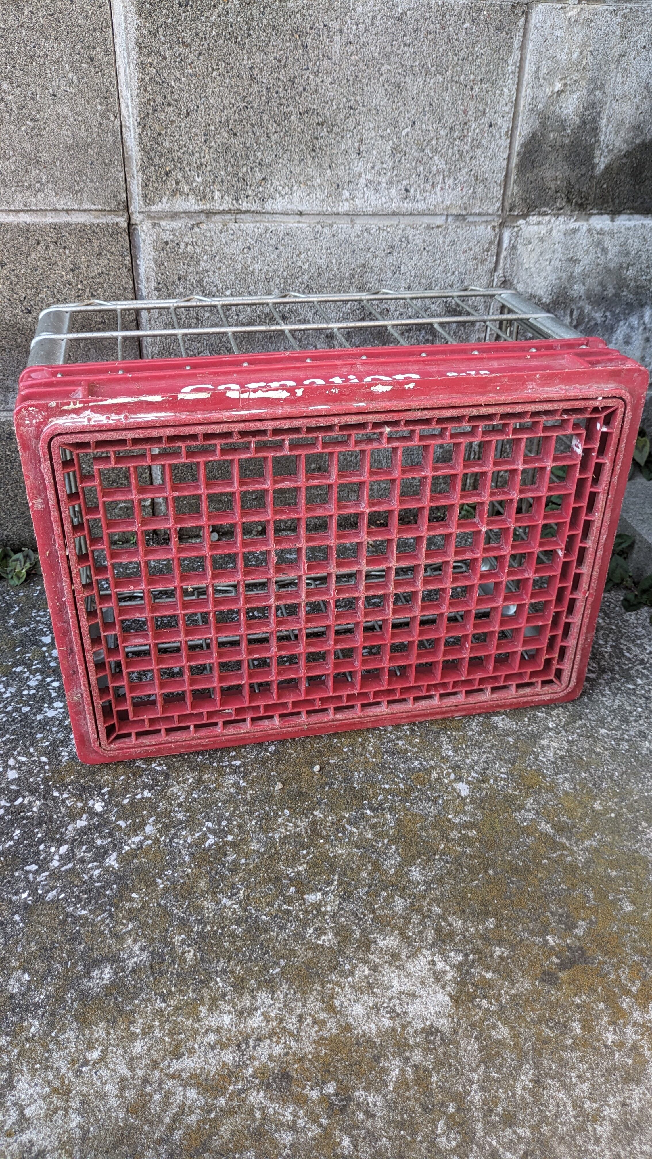 Vintage Carnation WireCrate MilkCrate MetalBox Basket ビンテージ