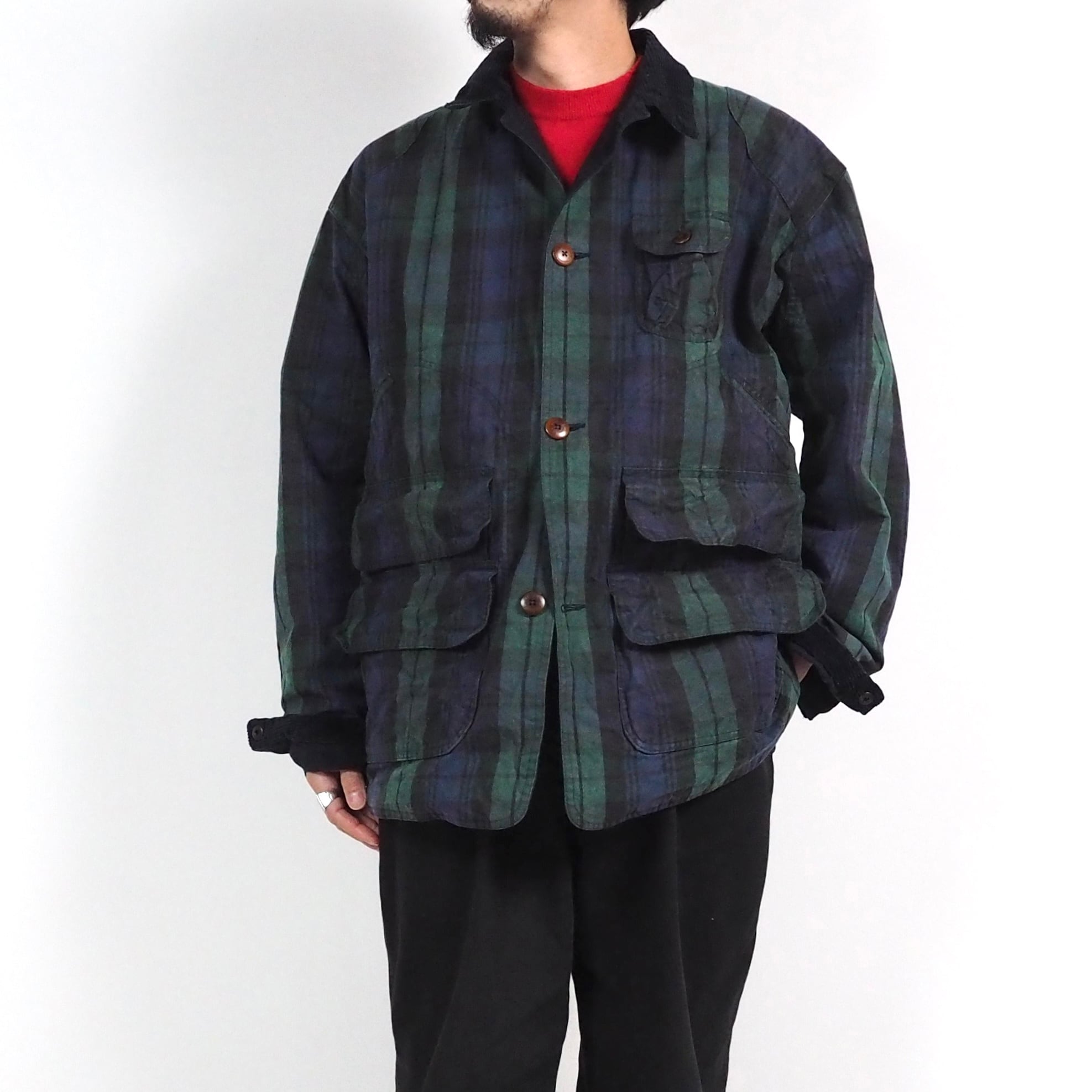 Polo by Ralph Lauren black watch waxed hunting jacket L 80's ポロ