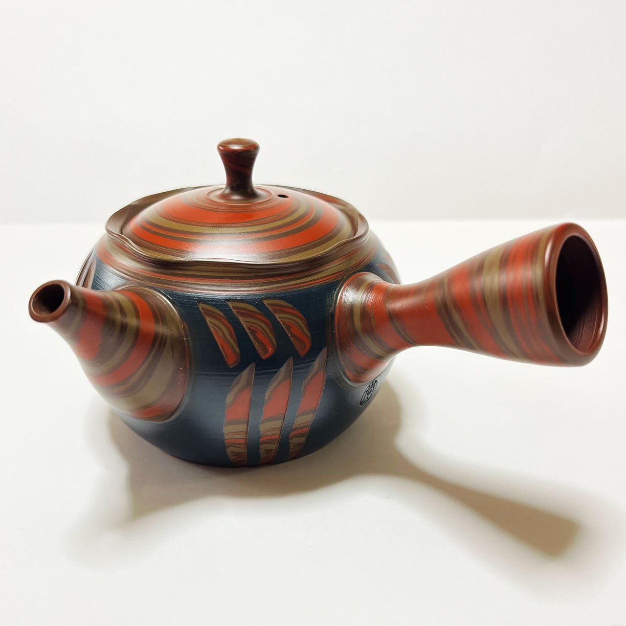 常滑焼 マーブル模様とカットデザインの練り込み急須 春山窯（春山造