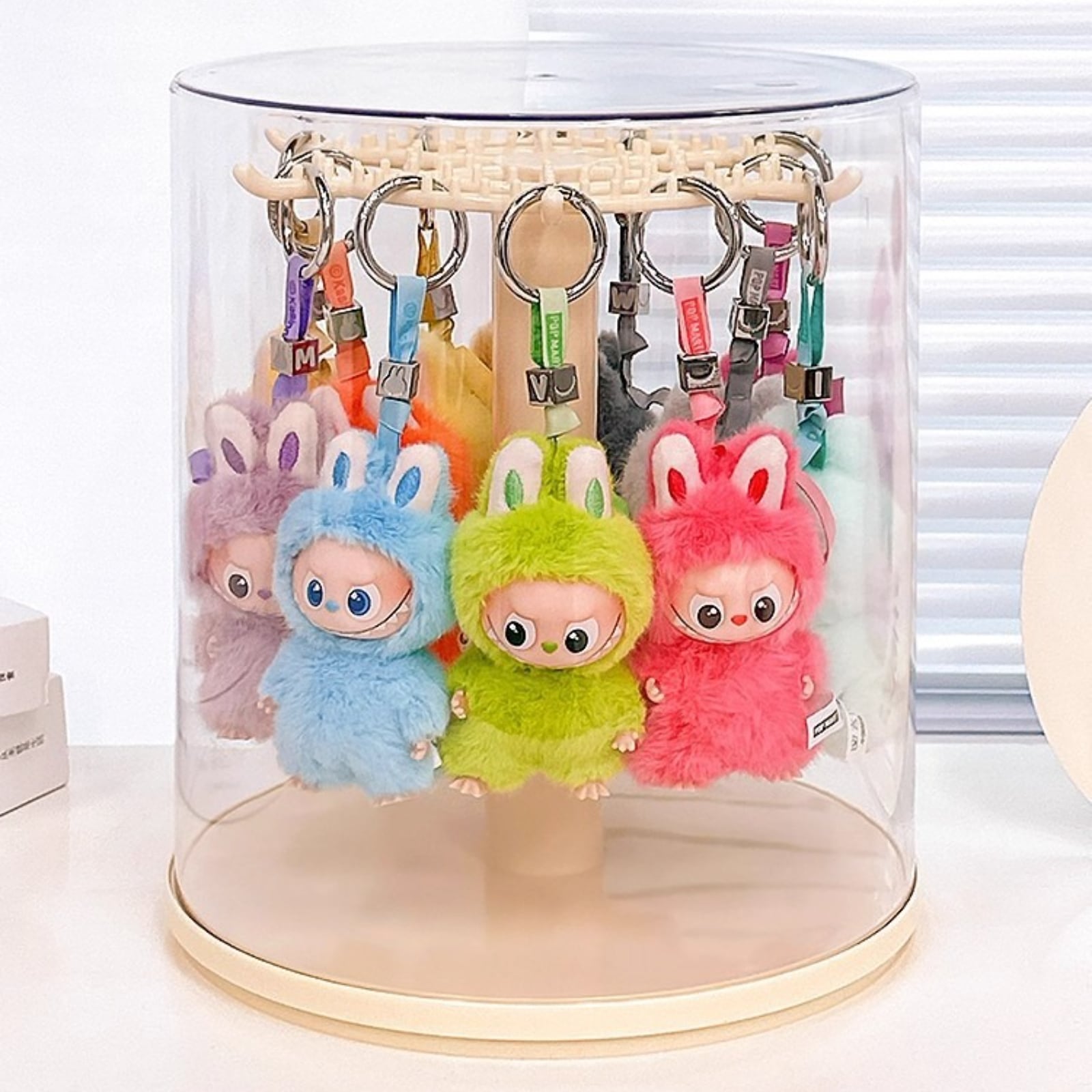 Labubu 4代対応 ドール・ぬいぐるみ用 透明 回転式収納ボックス 360