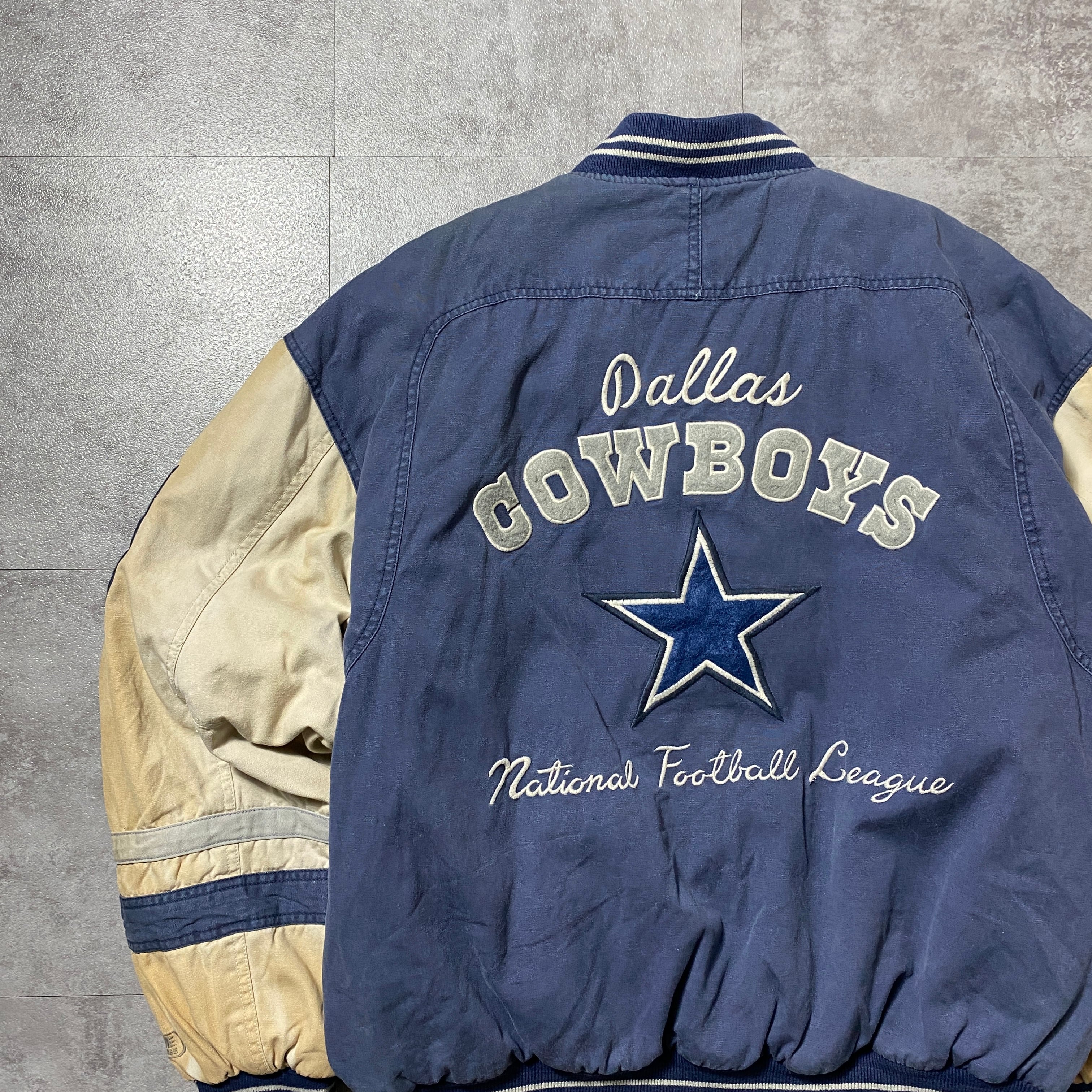 Size.XL】90's NFL ダラス・カウボーイズ 刺繍バックロゴ ラインリブ