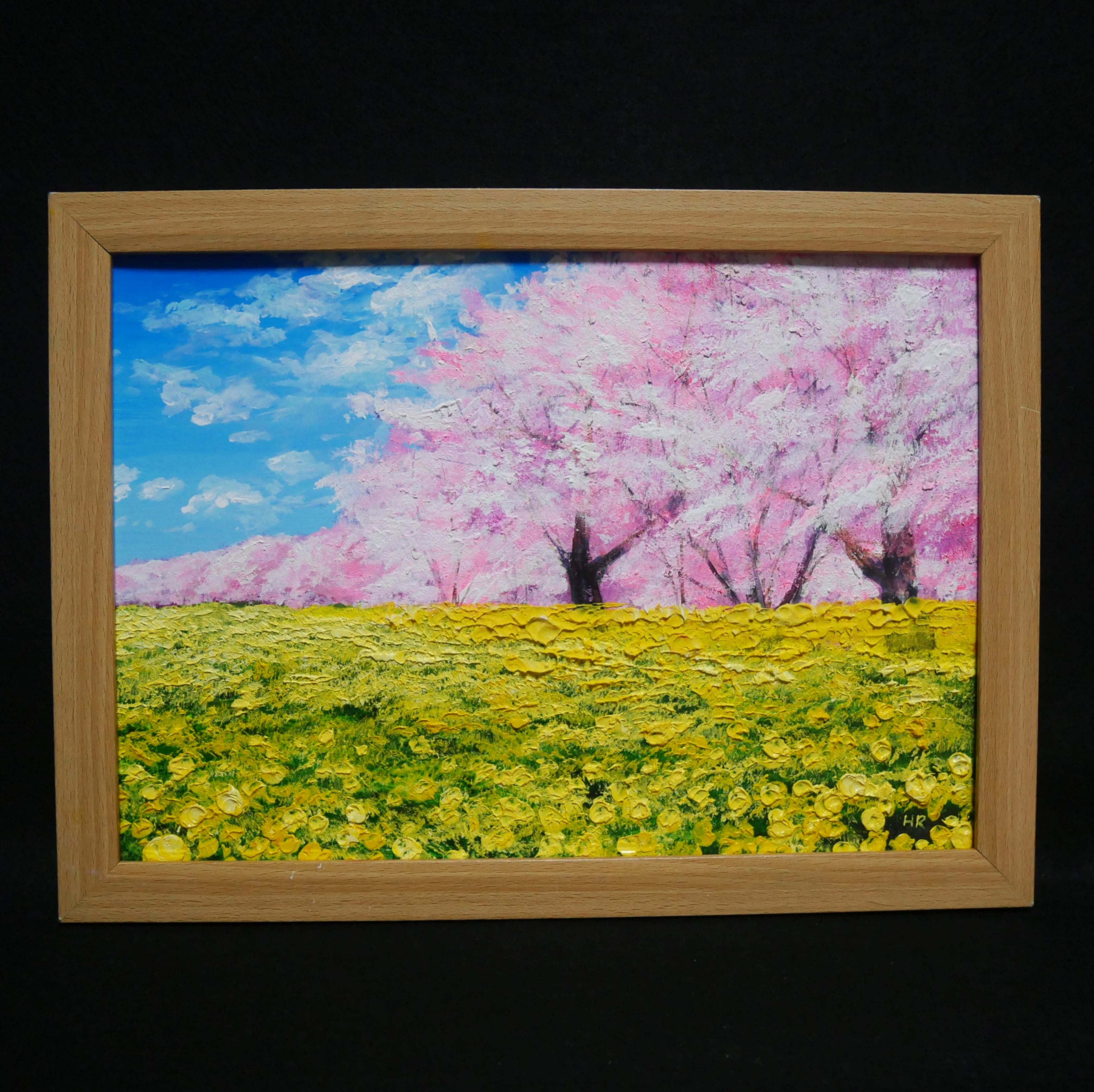 油絵 油彩 油彩画 絵 絵画 【桜と菜の花畑】 | HIROSHI1990