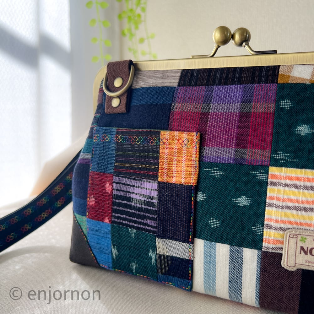 久留米絣パッチワークのがま口バッグ | がま口【 のんぱち屋