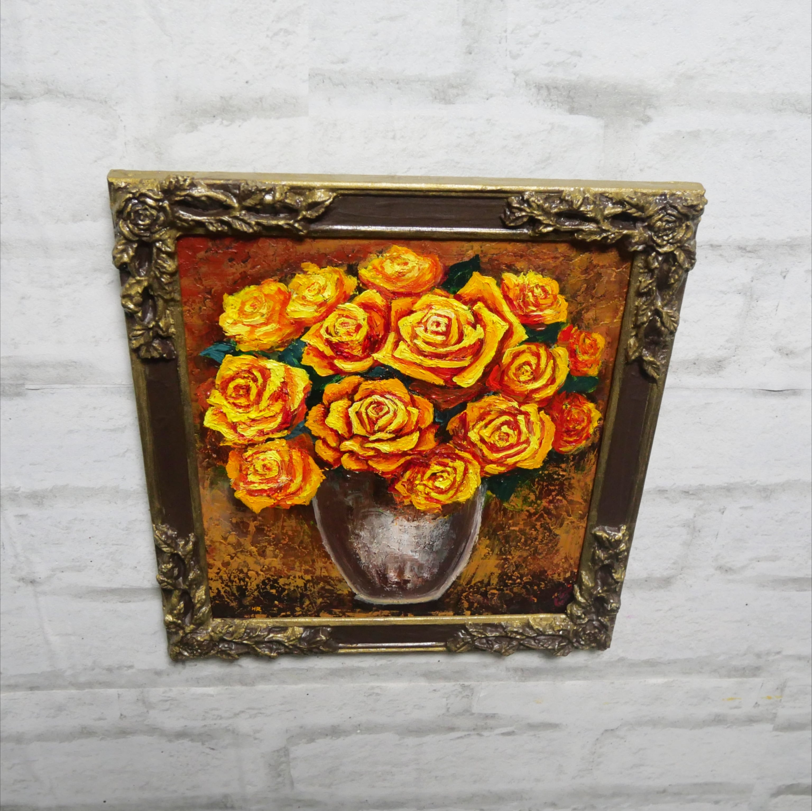 油絵 油彩 油彩画 絵 絵画 絵【黄色い薔薇】 | HIROSHI1990