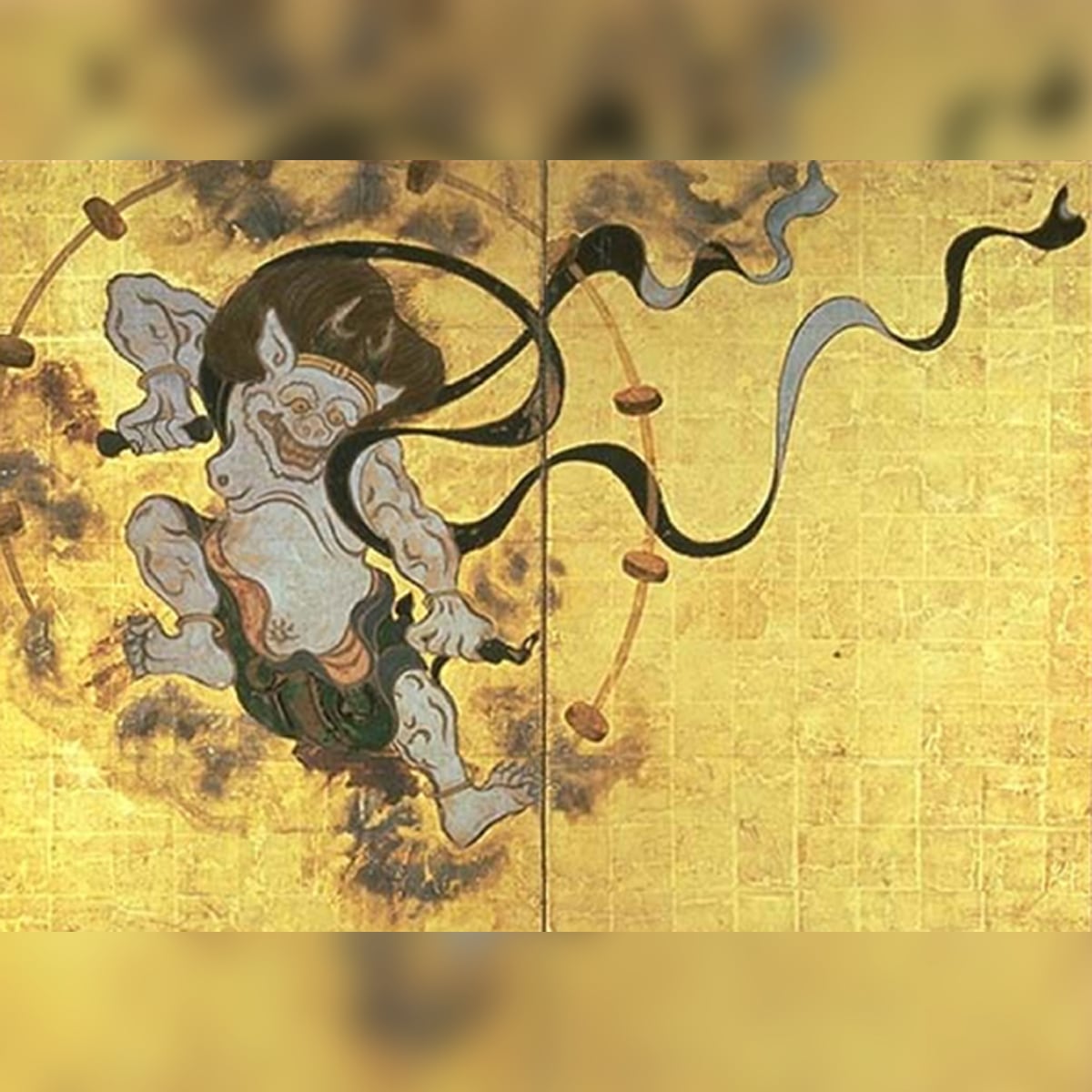 国内製造】A2サイズ・四角 mei-01『風神雷神図 -雷神-』名画 俵屋宗達