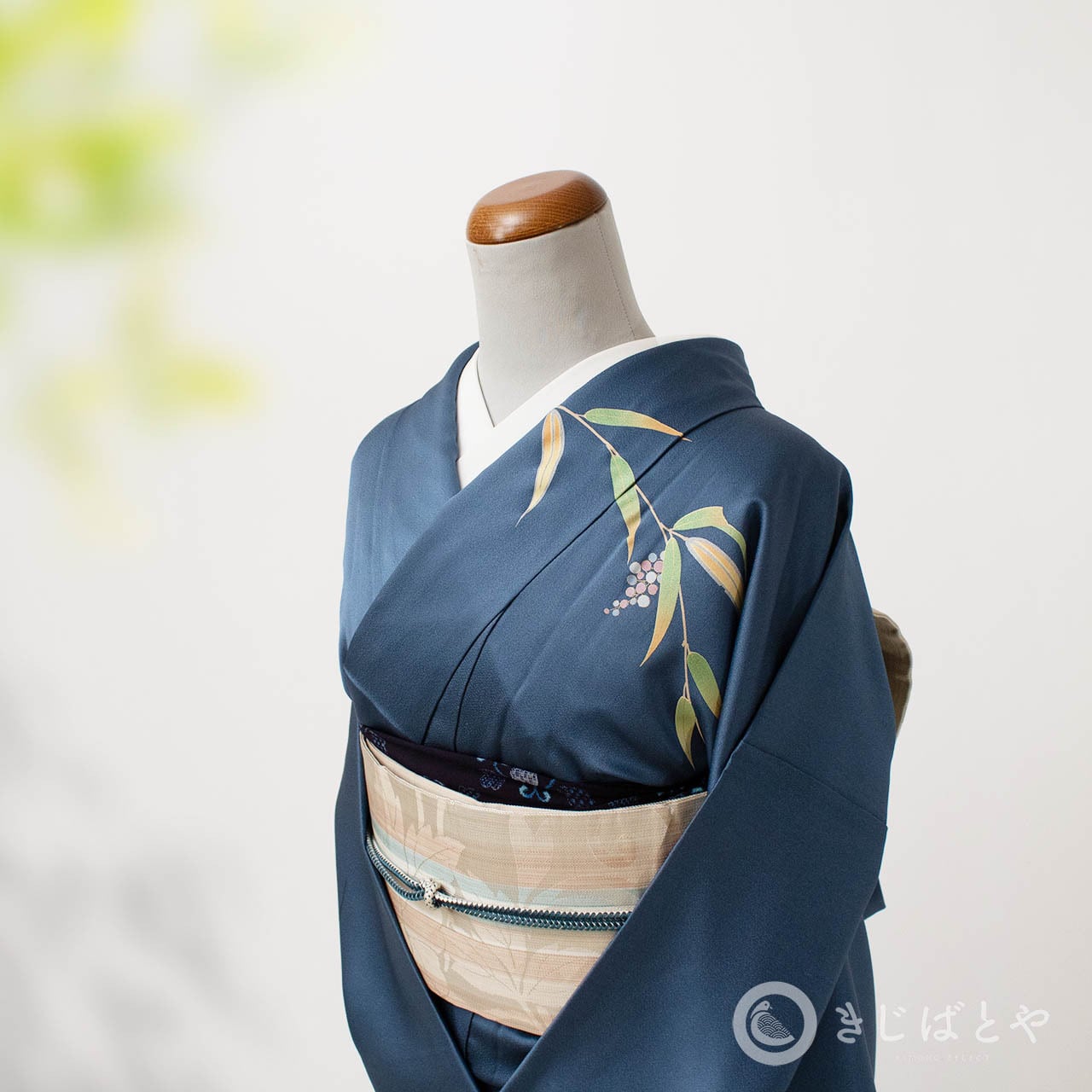 A143愛華 着物 付け下げ袷刺繍 スワト 錆青磁 フォーマル 身丈162cm