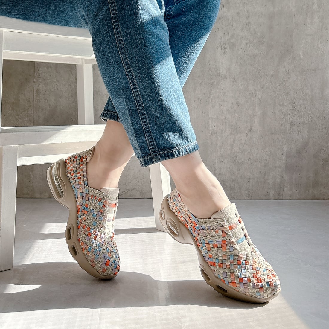 極上 ダブルエアー 伸び伸び スニーカー〈99-5601〉【洗えて清潔