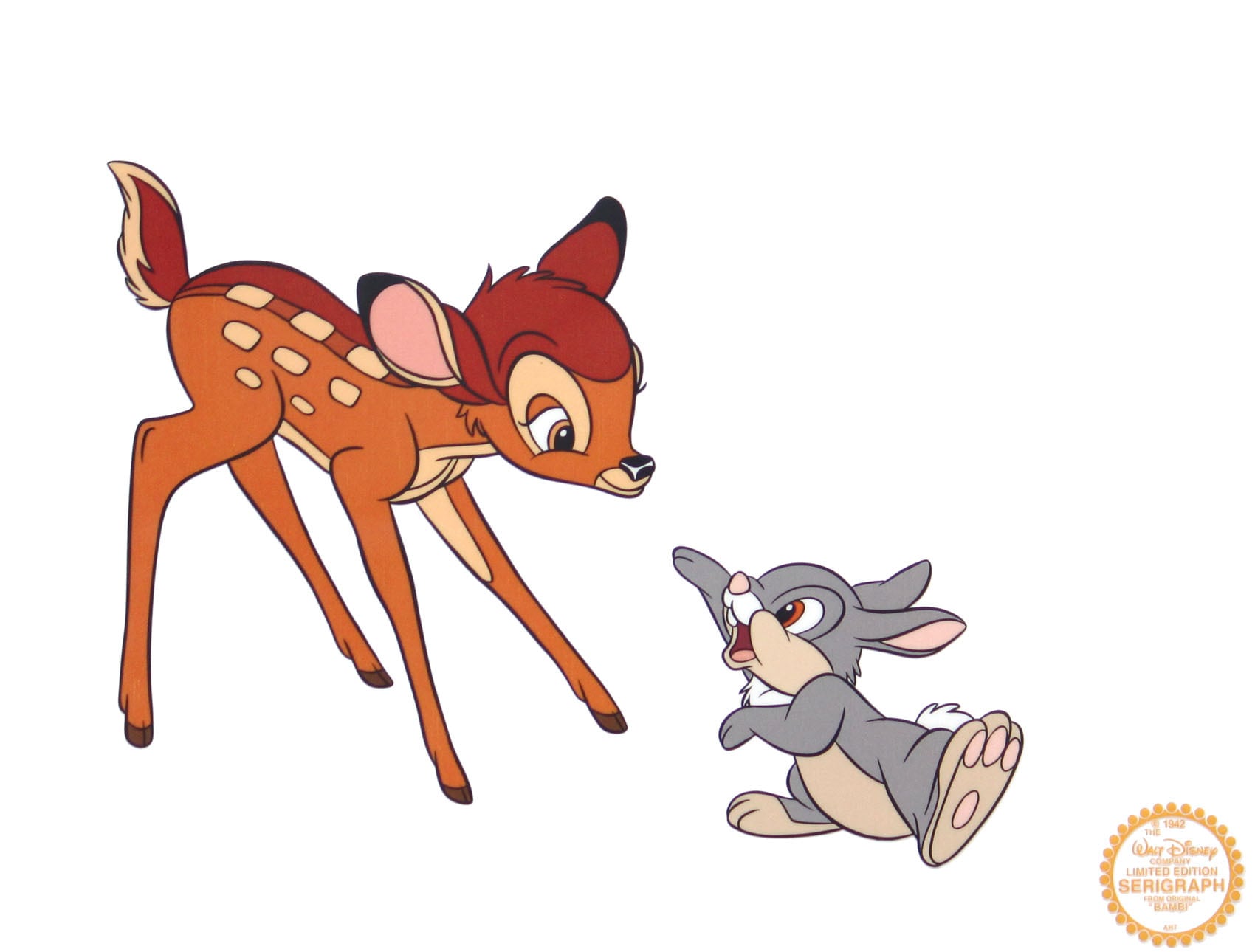 ディズニー セル画「バンビ&とんすけ」額縁2種選択可 展示用フック付