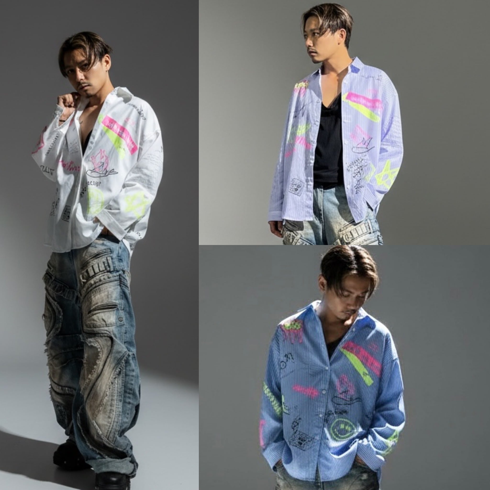 psynyxx 長袖シャツ シャツ | 韓国系ユニセックスTHICC サブカル系PSYNYXX