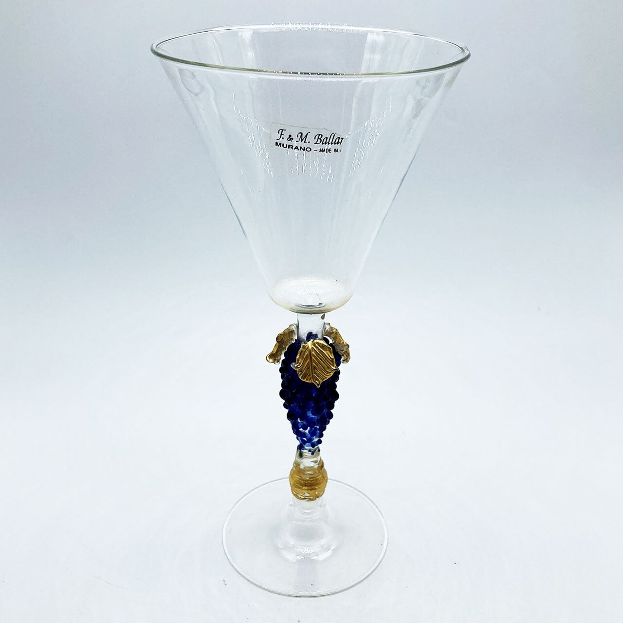 ベネチアングラス ムラノ イタリア ワイングラス 葡萄文ステム クリア