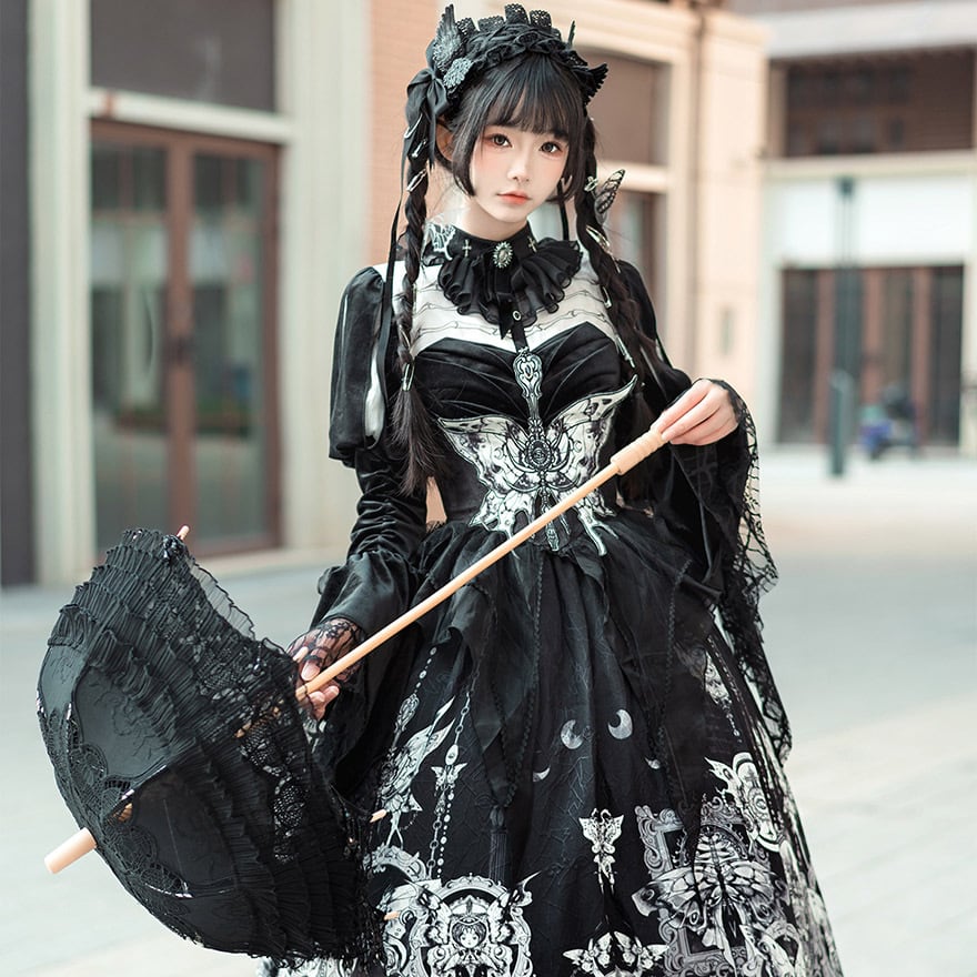 ゴスロリ通販 With U 地雷系 コルセット ウエストマーク 蝶 バタフライ