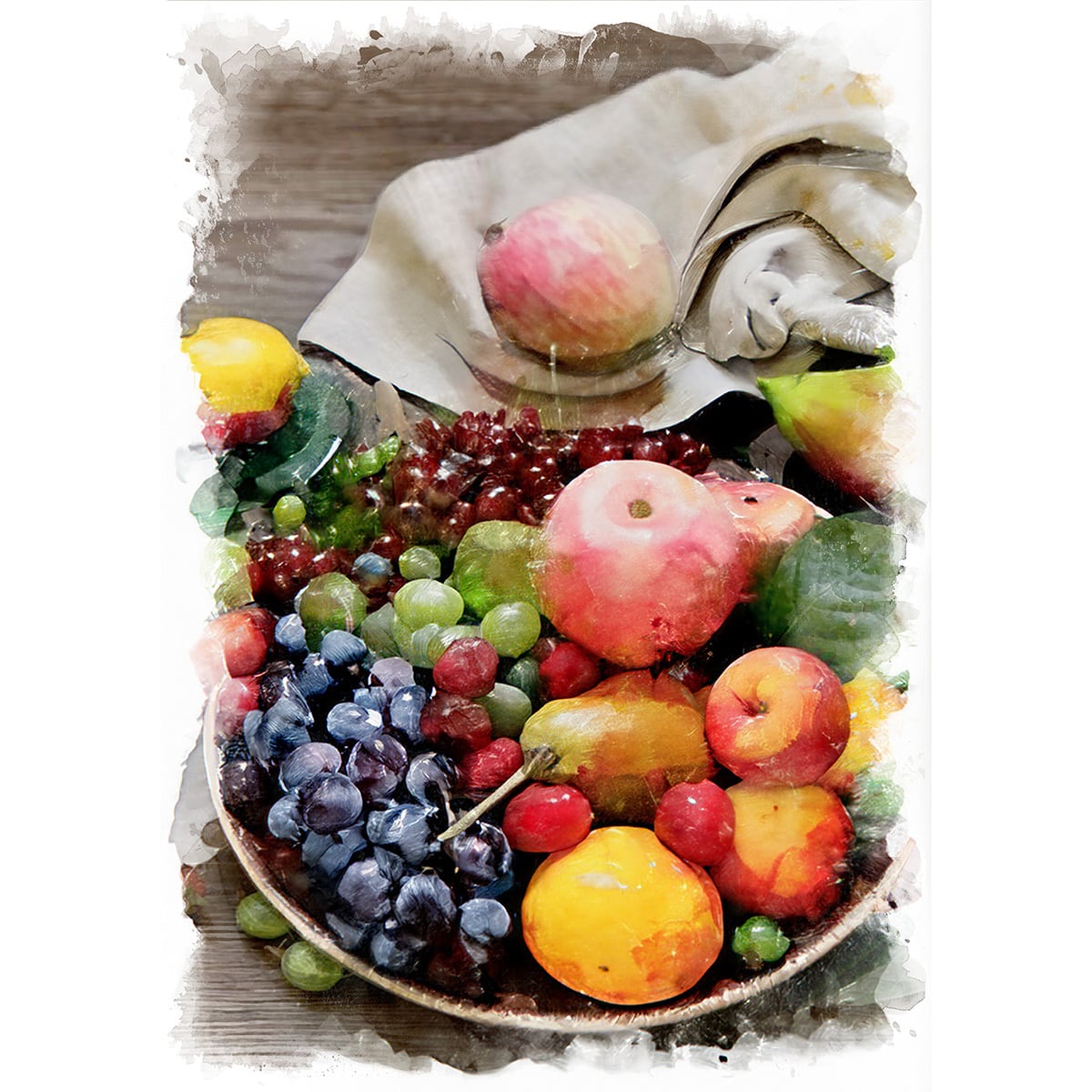 油絵 絵 絵画 インテリア 額付(白) uF6-061203 静物 果物 ぶどう 絵画