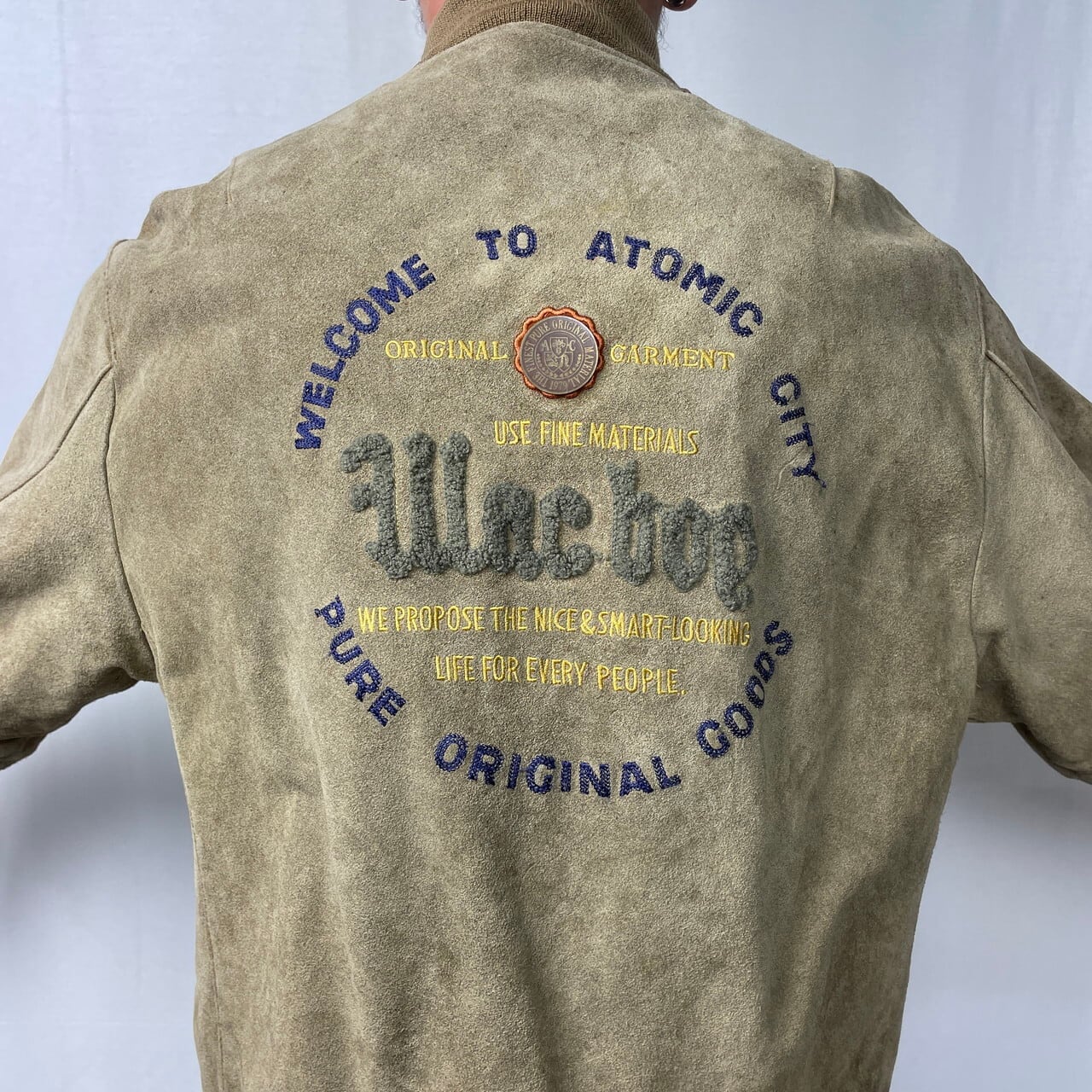 80〜90年代 WELCOME TO ATOMIC CITY レザーブルゾン スポーツ