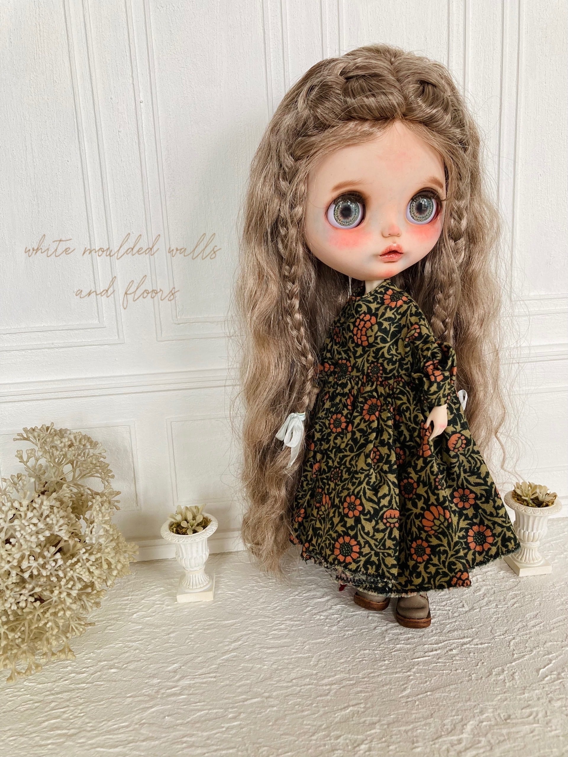 ホワイトモールディング壁と床セット ミニチュア ドールハウス 背景