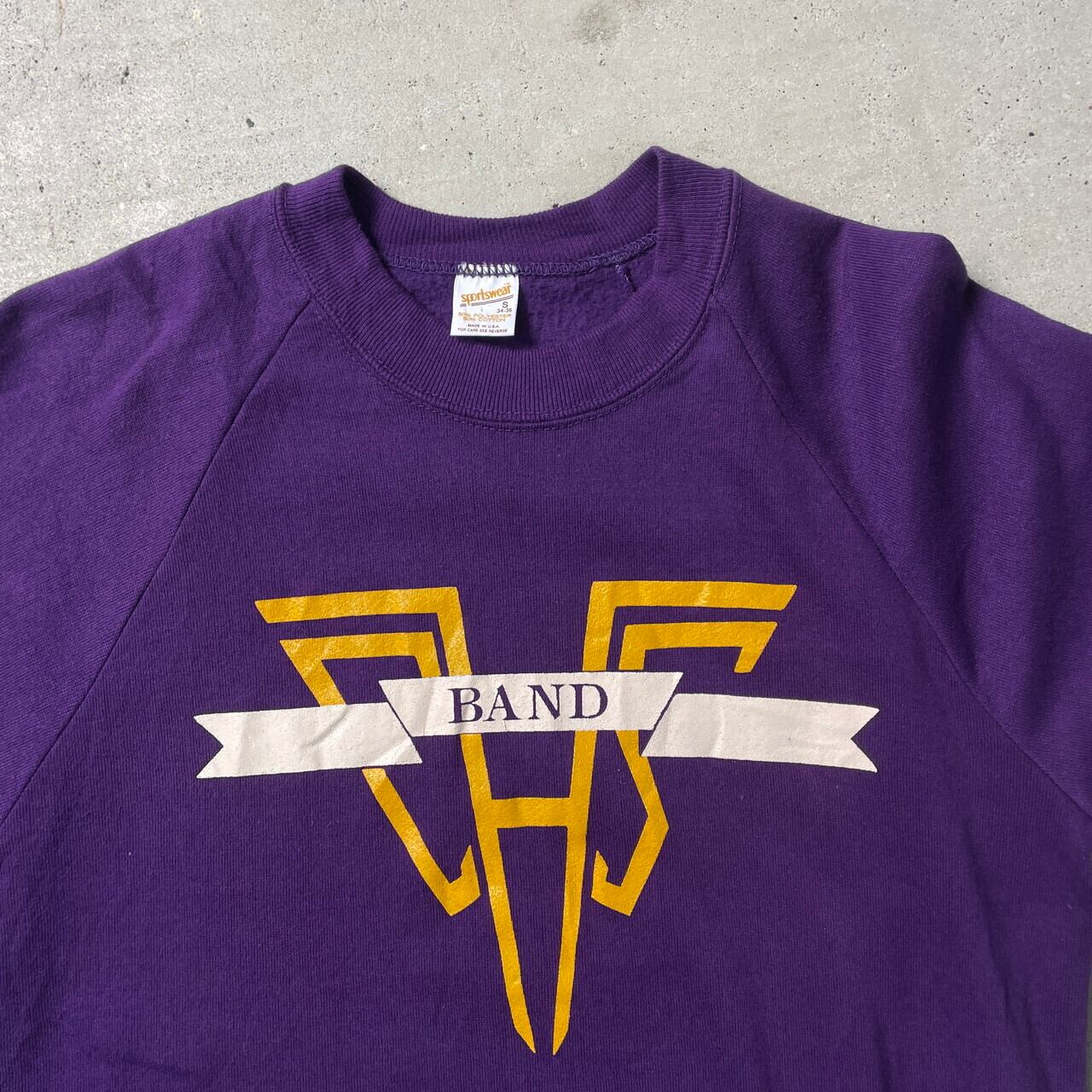 80年代 USA製 sportswear プリントスウェットシャツ BAND レディースXS