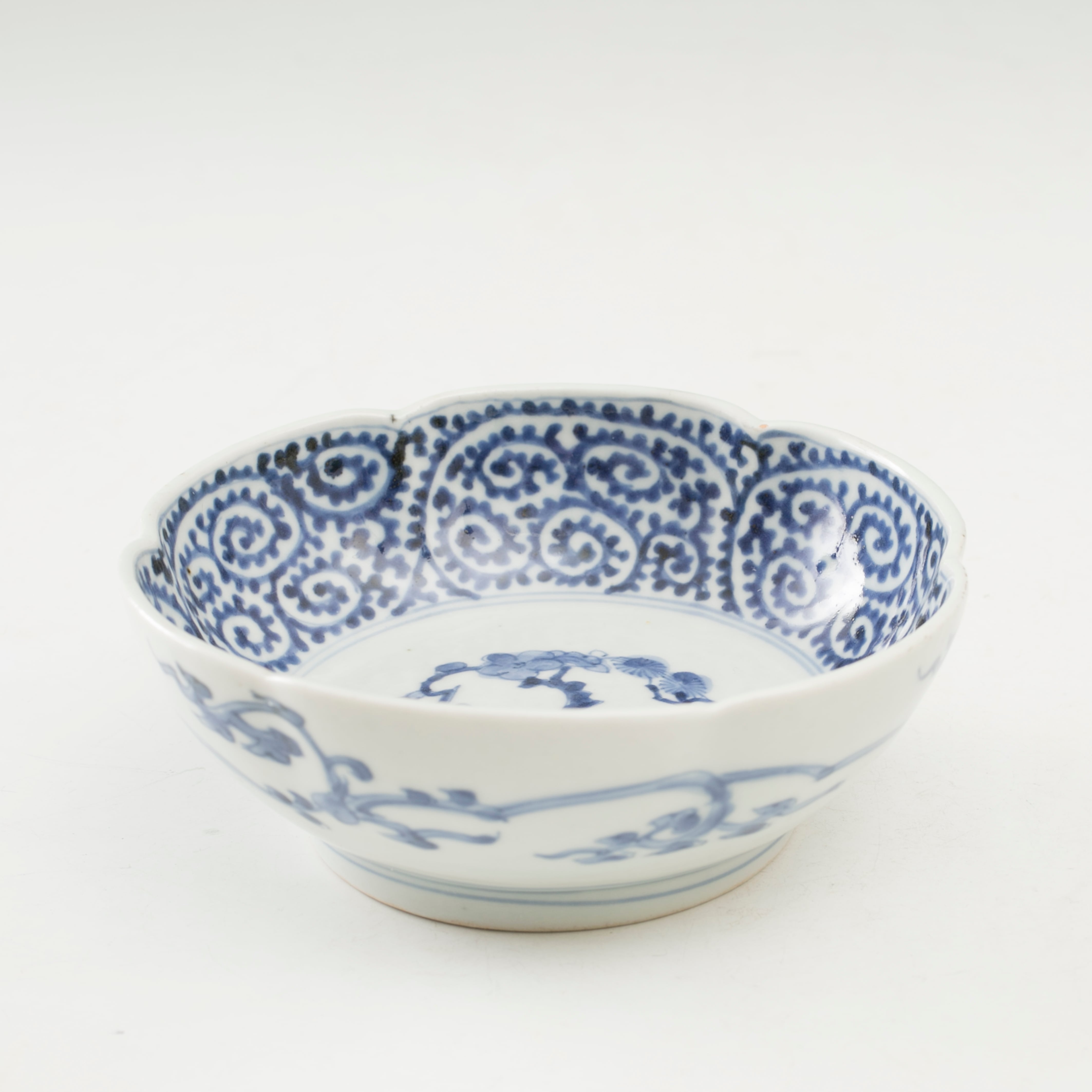 古伊万里 染付 蛸唐草文 松竹梅 膾皿 なます皿 5客 Ka334 古伊万里 染