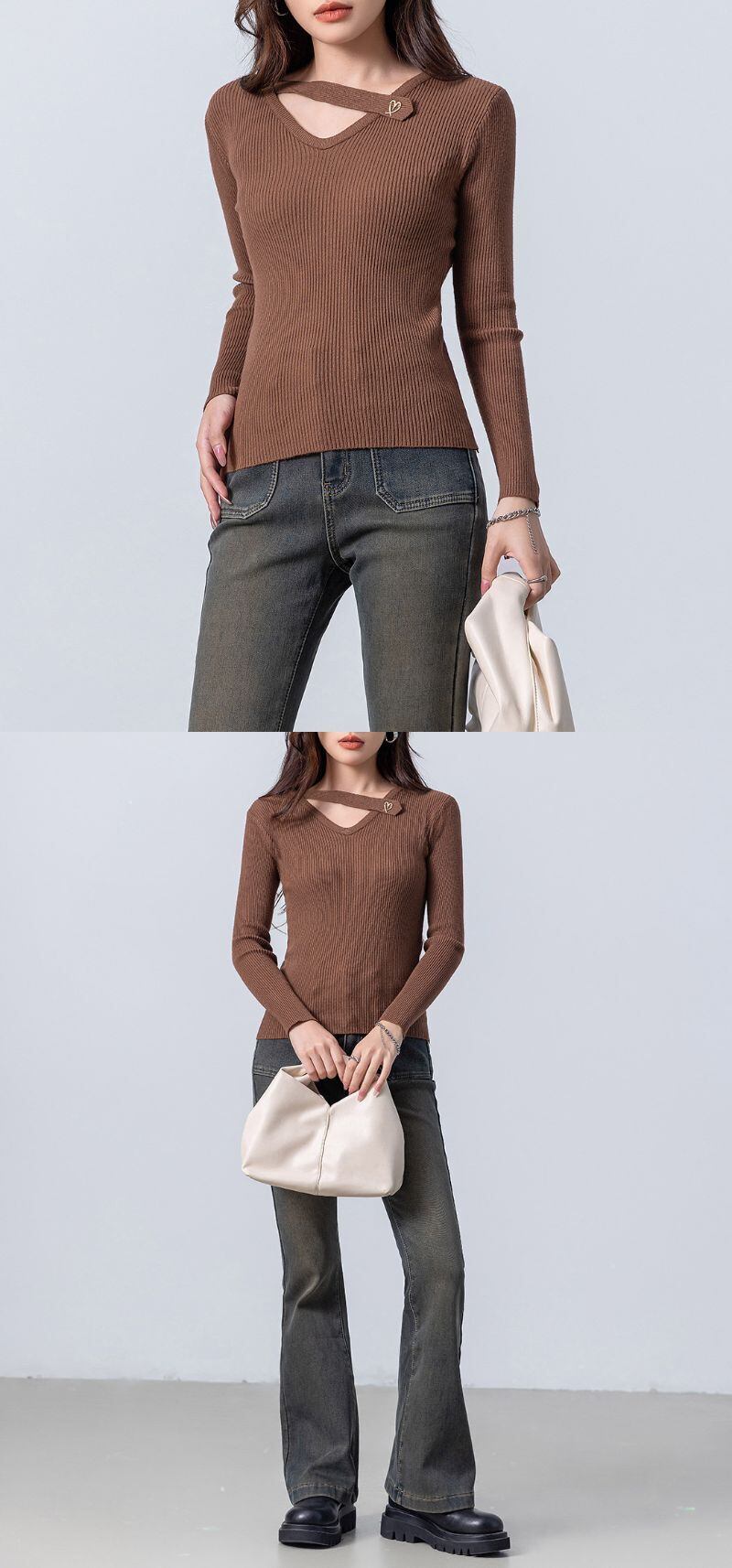 メール便】ハートデザインネックニット／tops2161 | DAY CLOSET