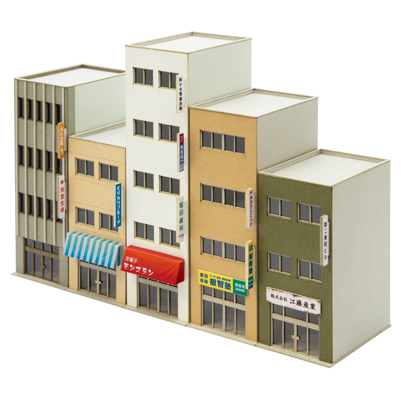 鉄道模型Nゲージストラクチャー_かんたんシンプルビル5棟セットA